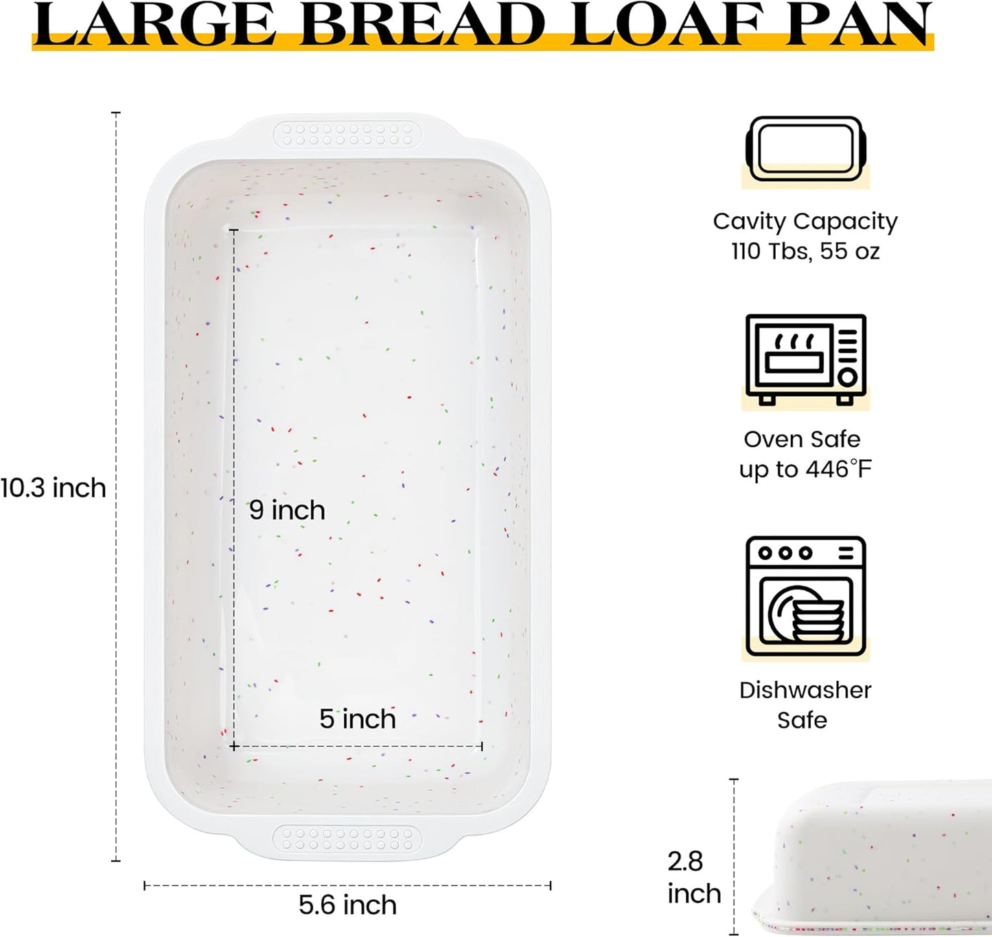 2 Pcs Silicone Bread Loaf Pan Nonstick Silicone Loaf Pans for Baking 9x5 inch Large Bread Mold with Metal Reinforced Frame(Cream)