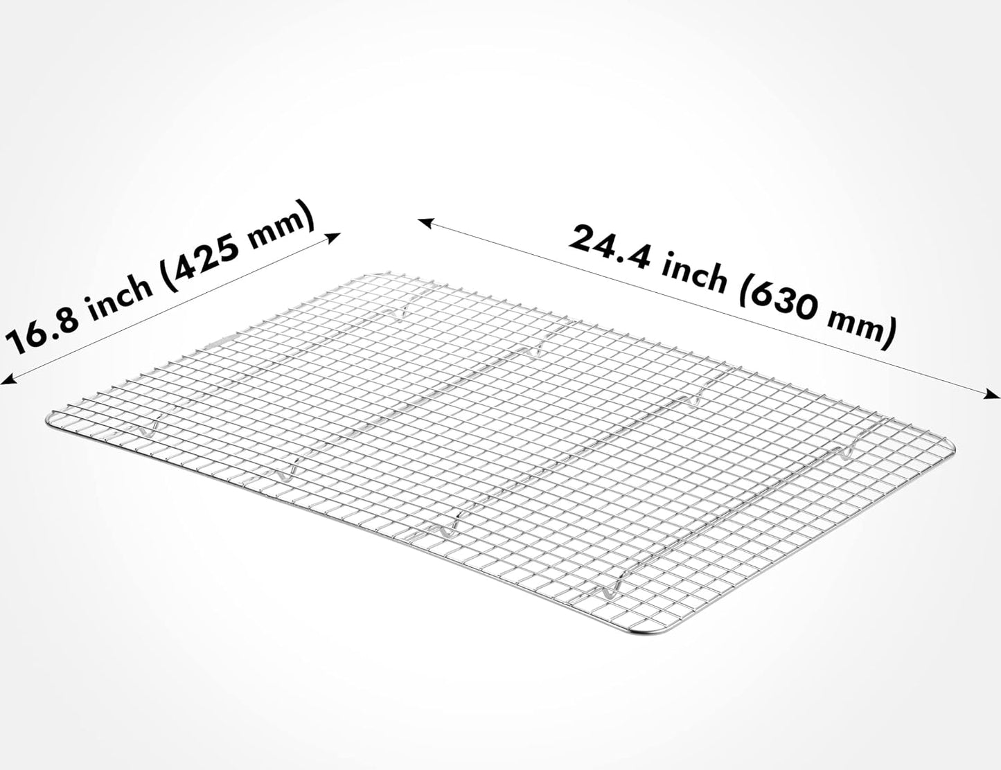 CURTA 2 Pack Chef Cooling Rack,NSF Listed 18/8 Stainless Steel Oven Safe Grid Wire Cookie Cooling Racks for Baking & Cooking - 16.8" X 24.4" Commercial Grade comes with Lifting Handle …