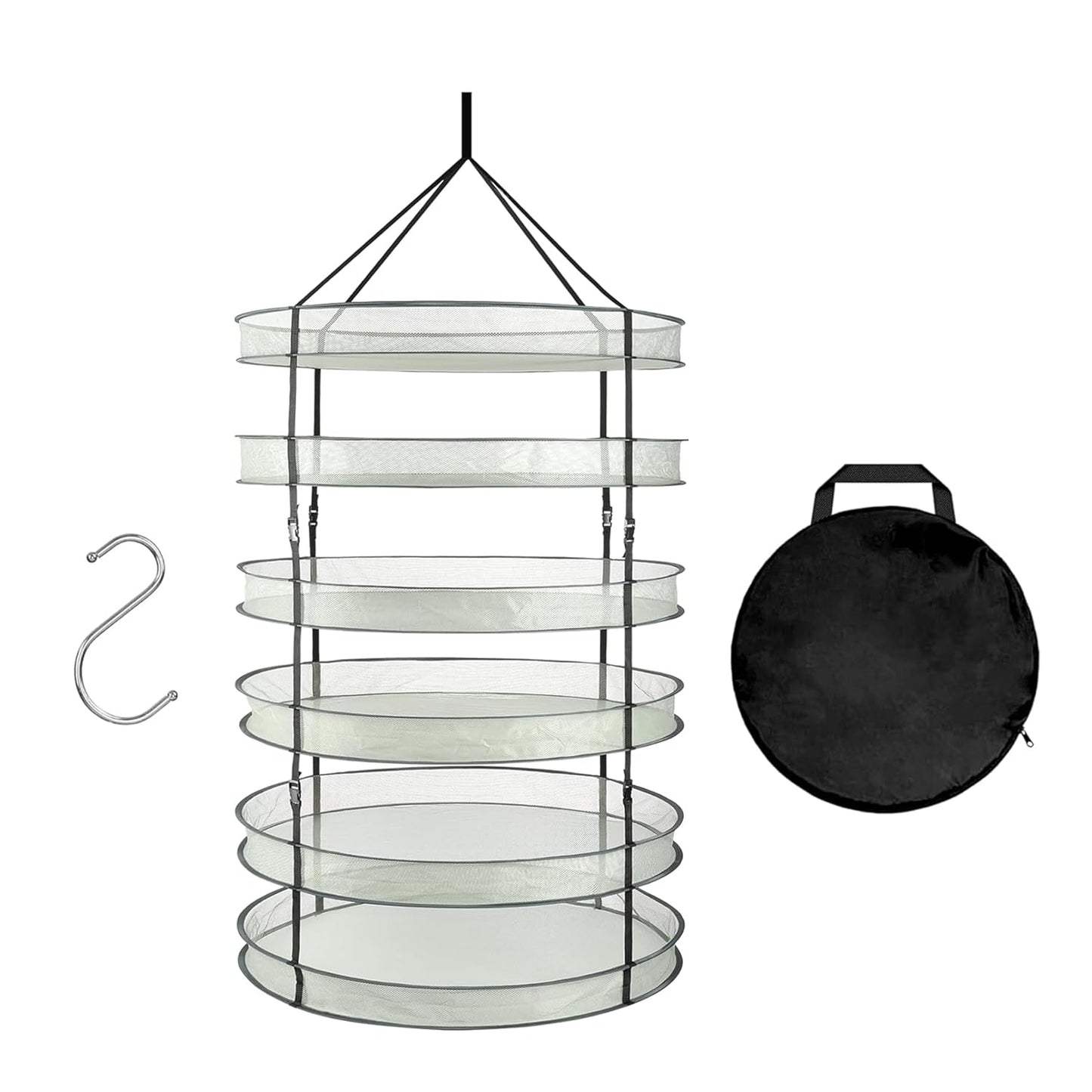 Simple Deluxe 6 Layer 36'' Herb Drying Rack with Hook, Detachable Design Hanging Dry Mesh Folding Basket Dryer for Clothes, Herbs