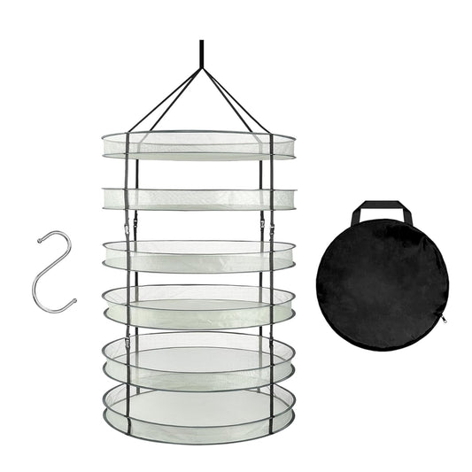 Simple Deluxe 6 Layer 36'' Herb Drying Rack with Hook, Detachable Design Hanging Dry Mesh Folding Basket Dryer for Clothes, Herbs