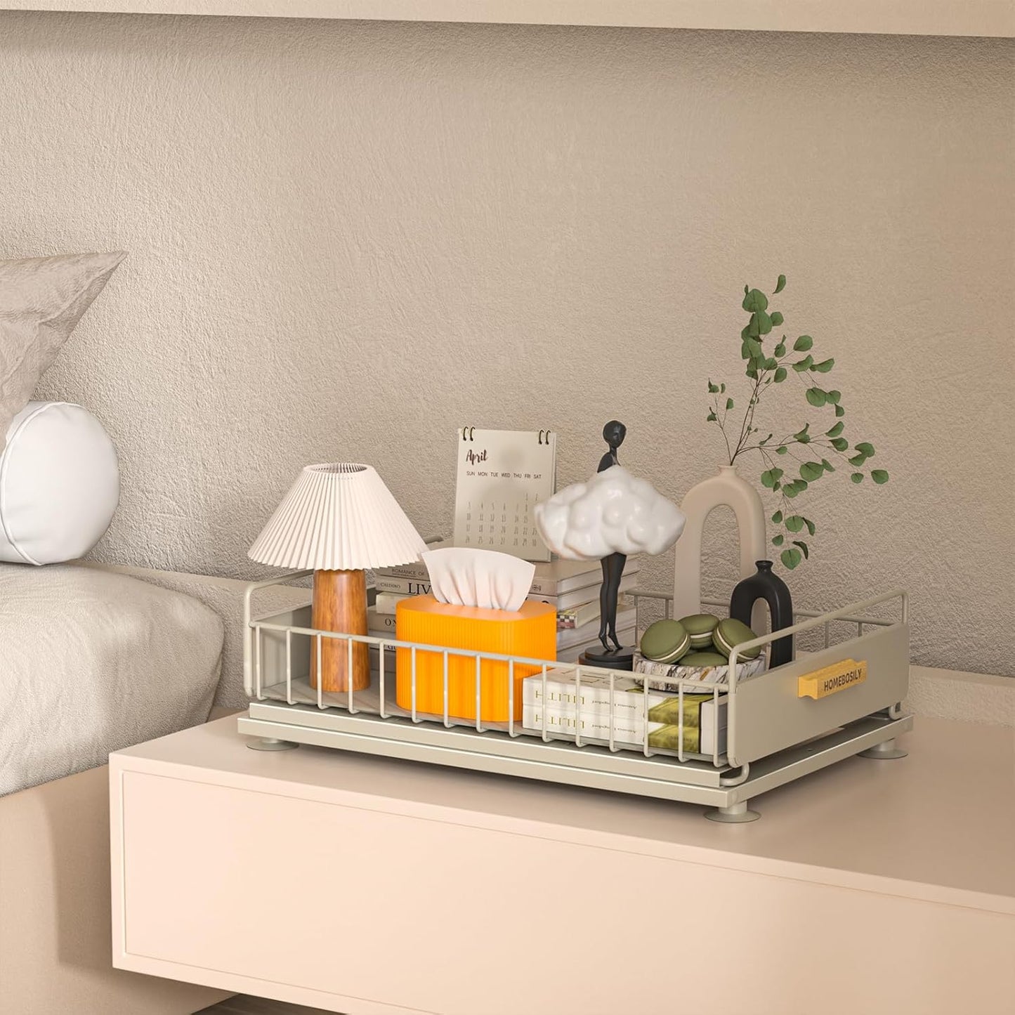 Under Sink Organizer, 2 Pack Pull Out Kitchen Cabinet Organizer, Mute Slide-Out Under Sink Organizers and Storage, Metal Kitchen Bathroom Organizers and Storage Shelves, Grey