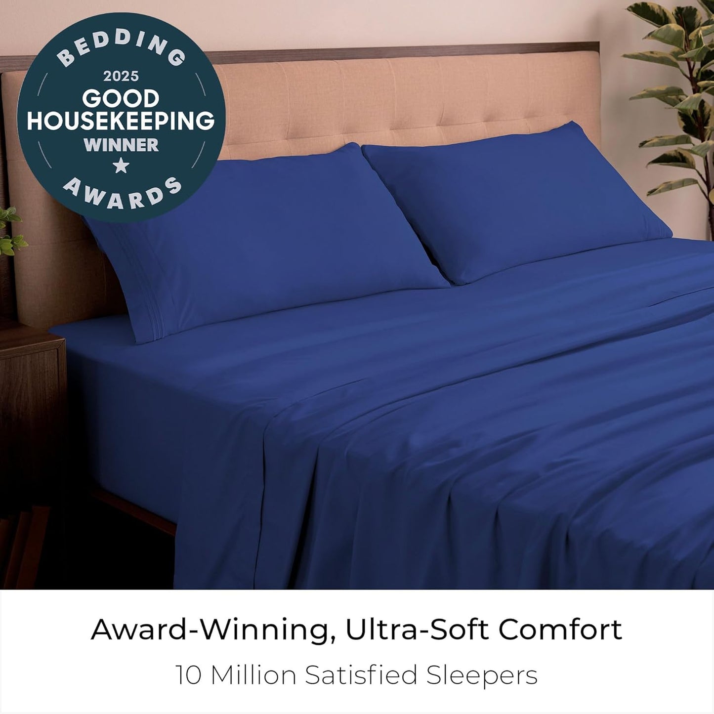 Mellanni California King Sheets Set - 4 PC Iconic Collection Bedding - Hotel Luxury, Extra Soft, Cooling Bed Sheets - Wrinkle, Fade, Stain Resistant (Cal King, Royal Blue)