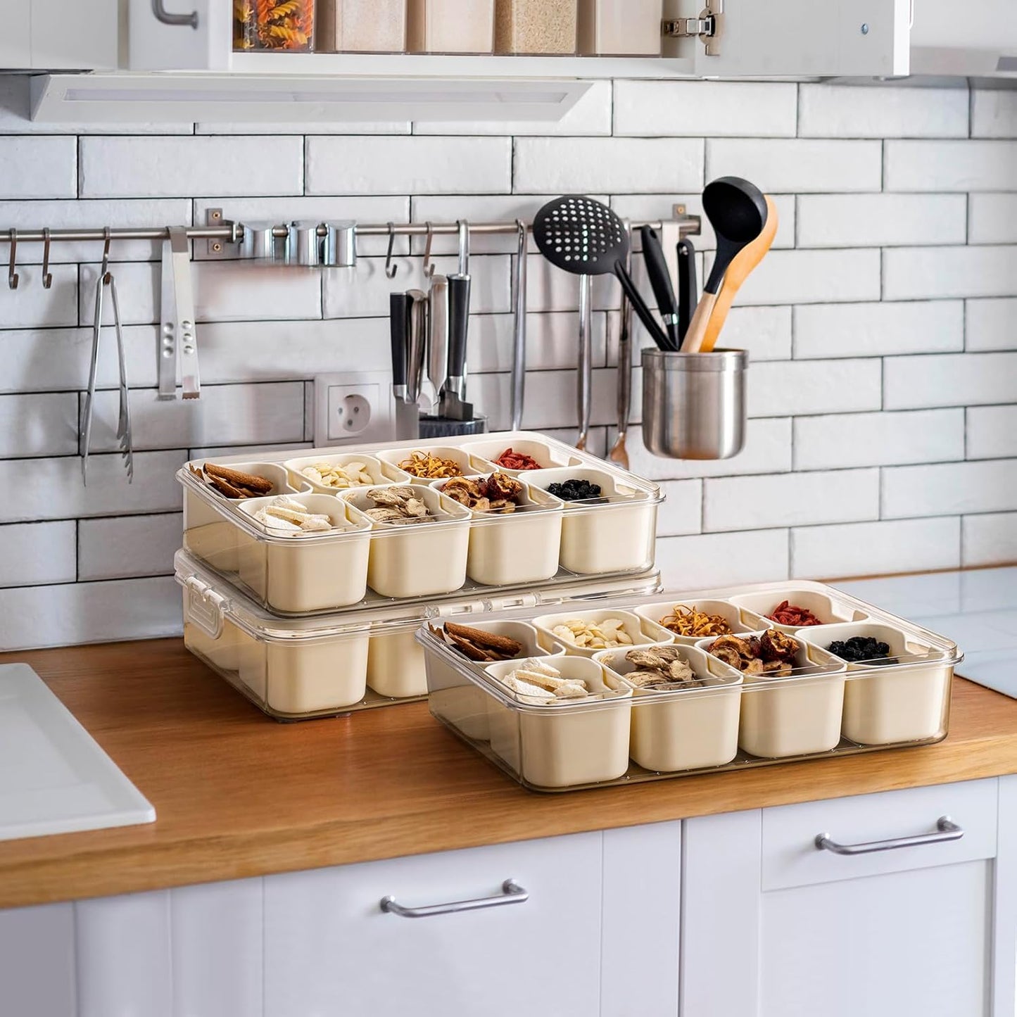 Snack Box Container, Dishwasher Safe Fruit Storage Containers, Divided Serving Tray with Lid for Veggie, Candy and Nuts Organizer, Snackle Charcuterie Boxes for Kids, Adults Travel, Party and Picnic