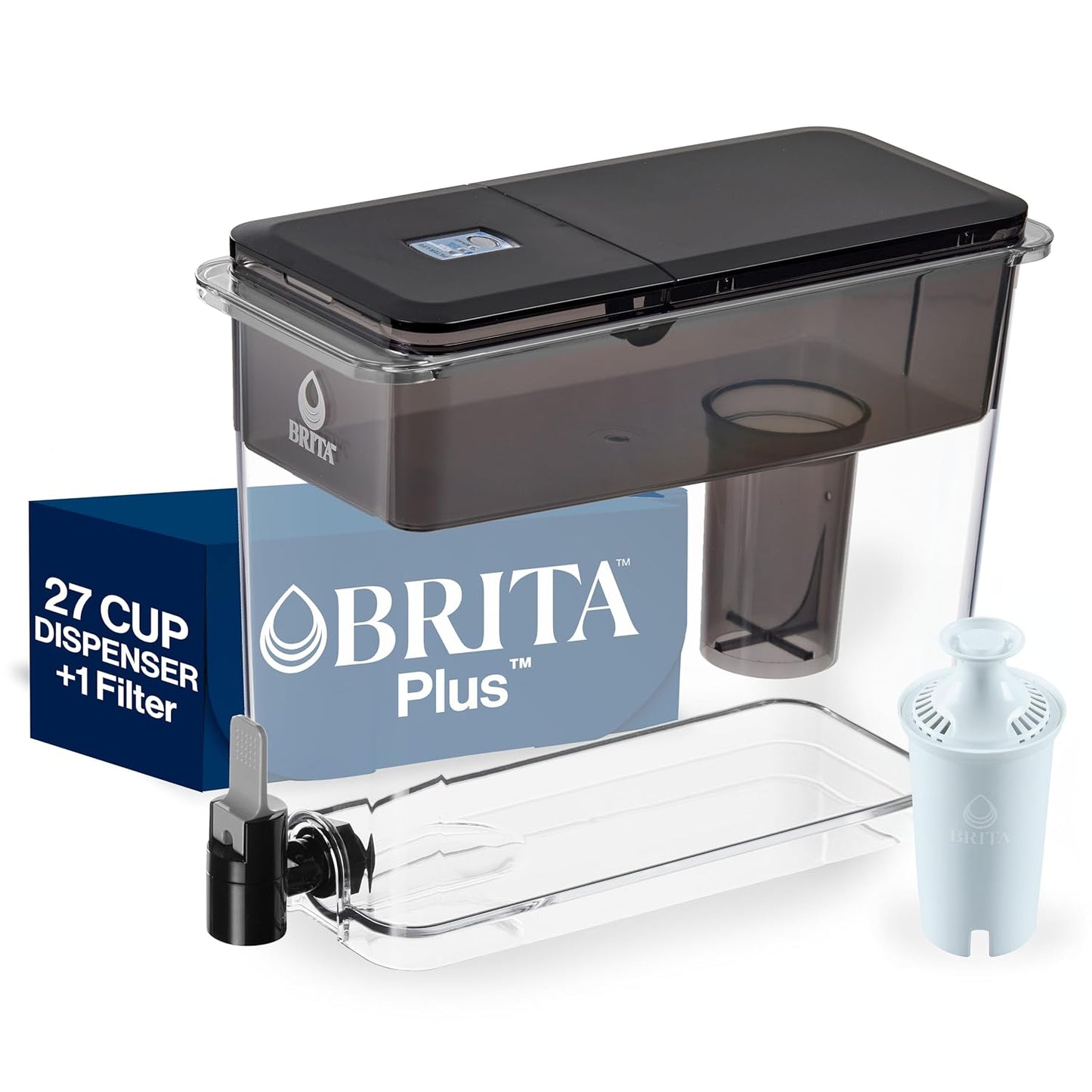 Brita UltraMax Large Water Dispenser with 1 BritaPlus Filter, 27 Cup capacity, Black (Package May Vary)