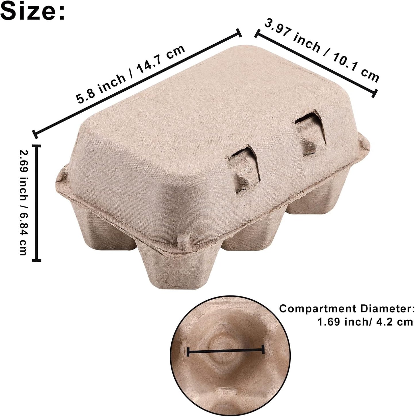 Half Dozen Vintage Egg Cartons 50 Pack, Blank Natural Pulp Egg Cartons 6 Count for Chicken Eggs Reusable, Storage Tray Strong for Holds Up to Six 6 Huevo Carton Cardboard Paper Holder Container