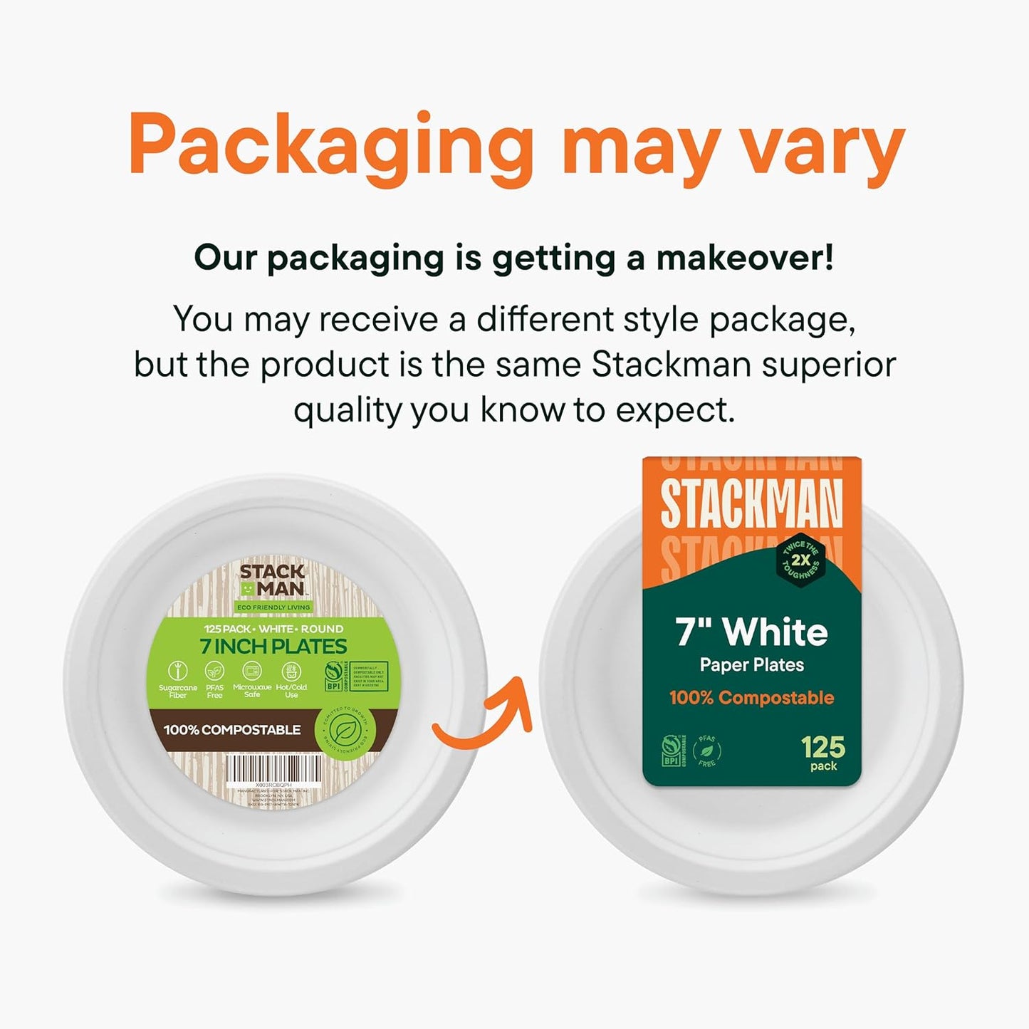 100% Compostable Paper Plates 7 Inch [1000 Count] Heavy-Duty Dessert Plates - Natural White Color Unbleached Bagasse - Eco-Friendly Disposable Biodegradable Sugarcane Plates - [Bulk Case 8/125 Pack]