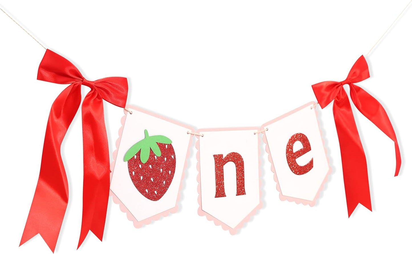 Strawberry First Birthday High Chair Banner - Strawberry Berry One 1st Birthday Highchair,Fruit Themed 1st Party Decorations,Sweet One Highchair Banner (Strawberry one banner)