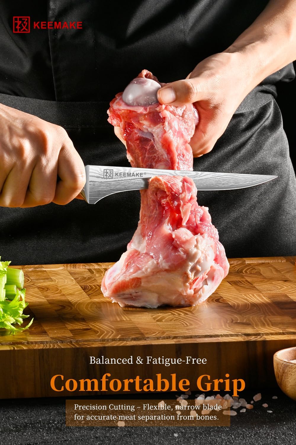 KEEMAKE Boning Knife 6 Inch - Super Sharp High Carbon Stainless Steel Fillet Knife for Meat, Fish & Poultry with Ergonomic Handle, w/Sheath - Ideal Gift for Chefs