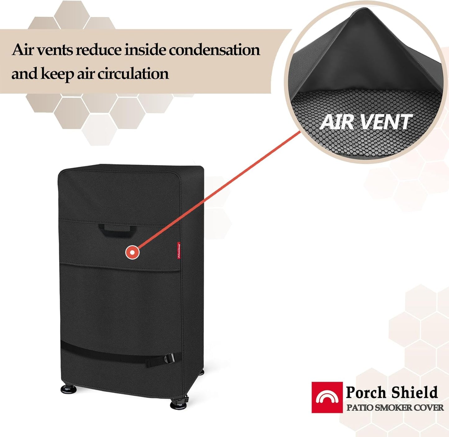 Porch Shield 40 Inch Electric Smoker Cover for Masterbuilt Smoker, Waterproof Heavy Duty Outdoor Smoker Grill Covers 26W x 23D x 43H inch, Black