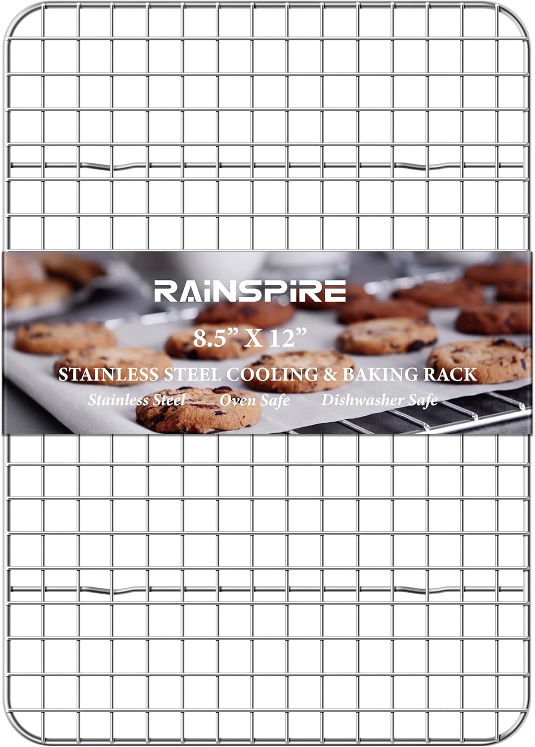 Rainspire Cooling Rack Stainless Steel, Heavy Duty Cooling Racks for Cooking and Baking, Oven Safe Wire Rack for Cooking, Baking Rack for Oven Cooking Fits Quarter Sheet Pan, 8.5" x 12", 1-Pack