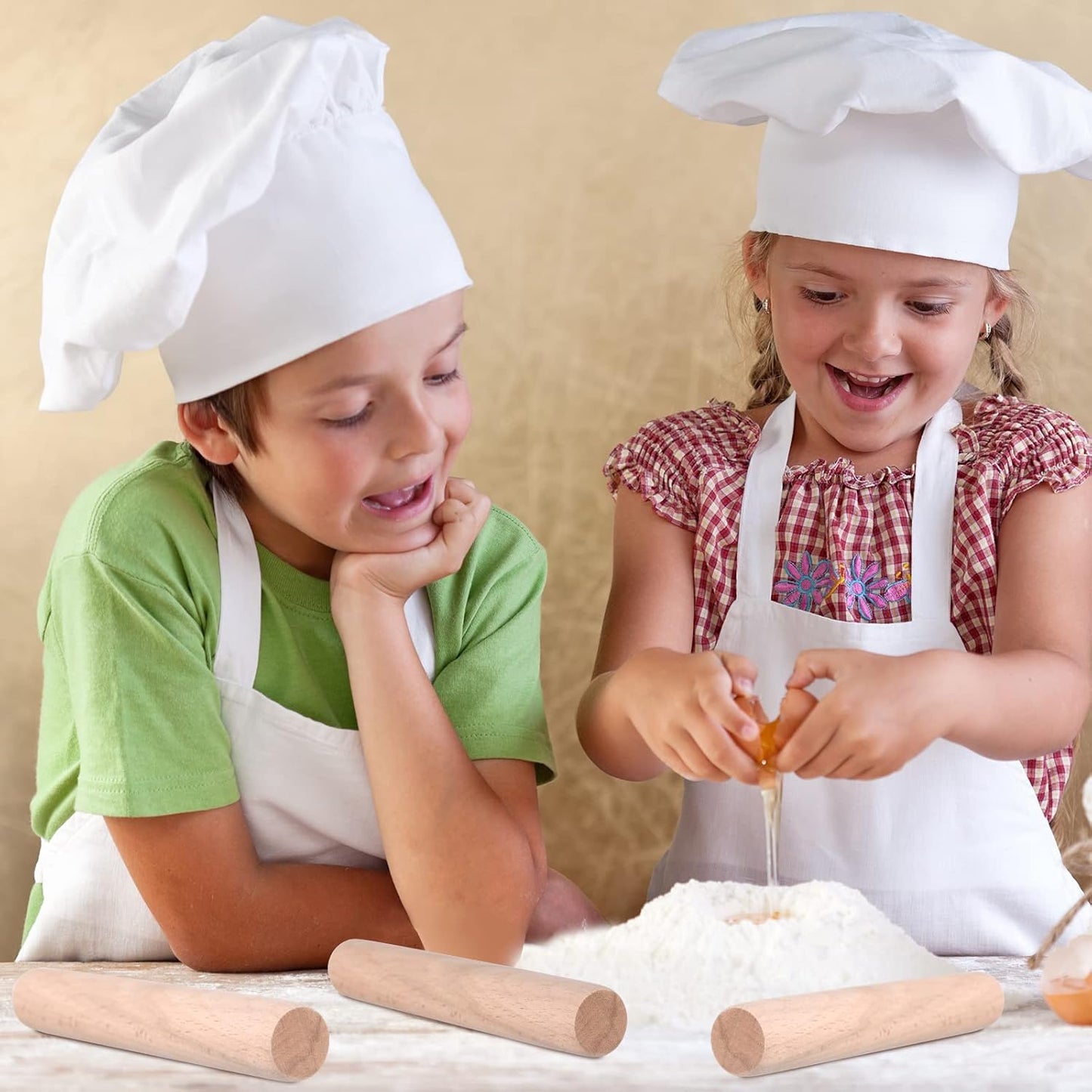 Small Wooden Rolling Pin, Dumpling Dough Roller Wooden Mini Rolling Pins Kitchen Utensil Tool for Fondant, Pasta, Bread, Pastry, Cookies, Pizza, Pie, Cylinder Style, 6.3 Inch (3 Pieces)