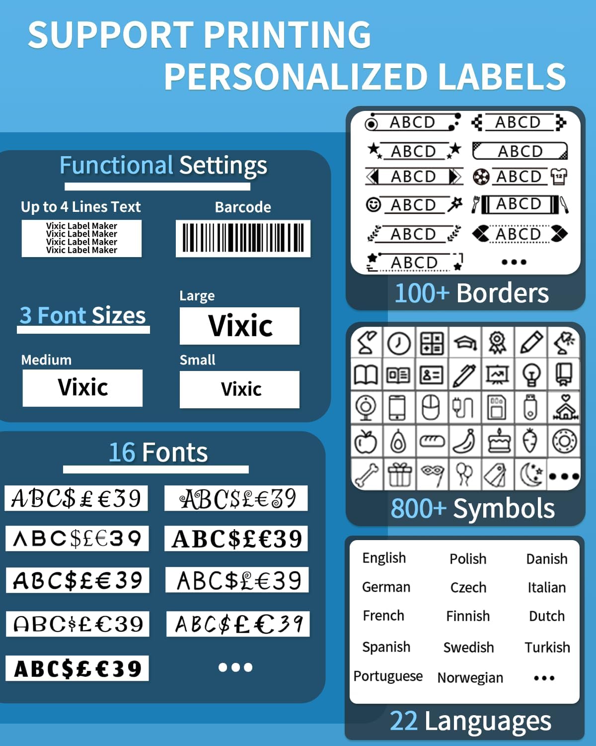 Label Maker, H1100 Label Maker Machine with-Tape, Portable Label Machine with Backlight Screen, Handheld Labeler Includes USB-C for Power, Multiple Font Icon for School Office Organization