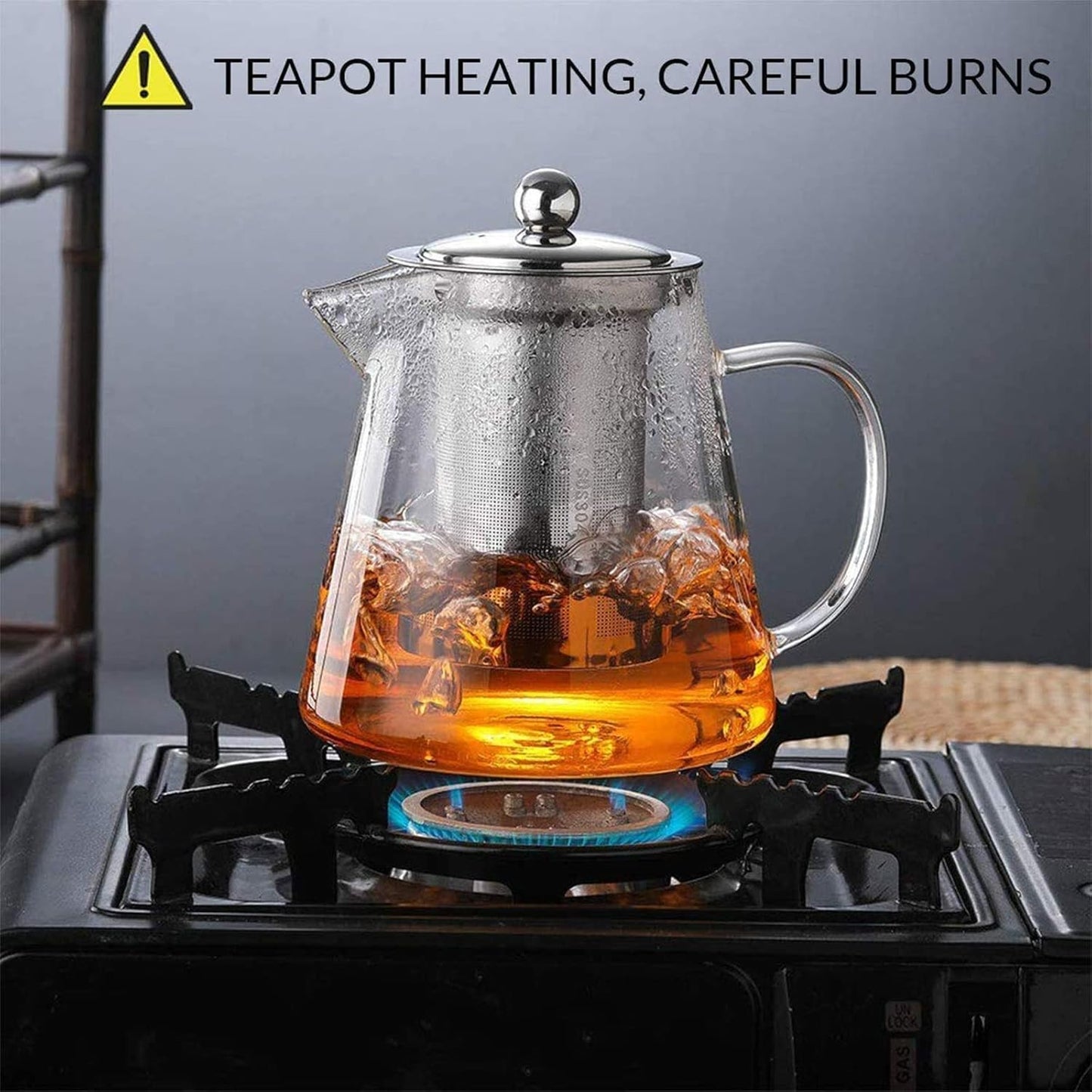 950ml (32oz) Upgraded Glass Teapot with Infuser,Heat Resistant with Removable Infuser, Borosilicate Clear Glass Tea Pots for Loose Leaf Tea and Blooming Tea Cook teapot