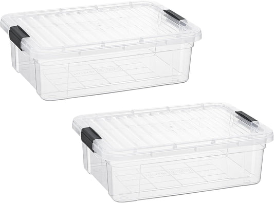 Superio Storage Bins with Lids- 2 Pack, 7.4 Qt Clear Boxes for Organizing, Stackable Plastic Containers- BPA Free, Non-Toxic, Odor Free, Organizer for Home, Office, Dorm
