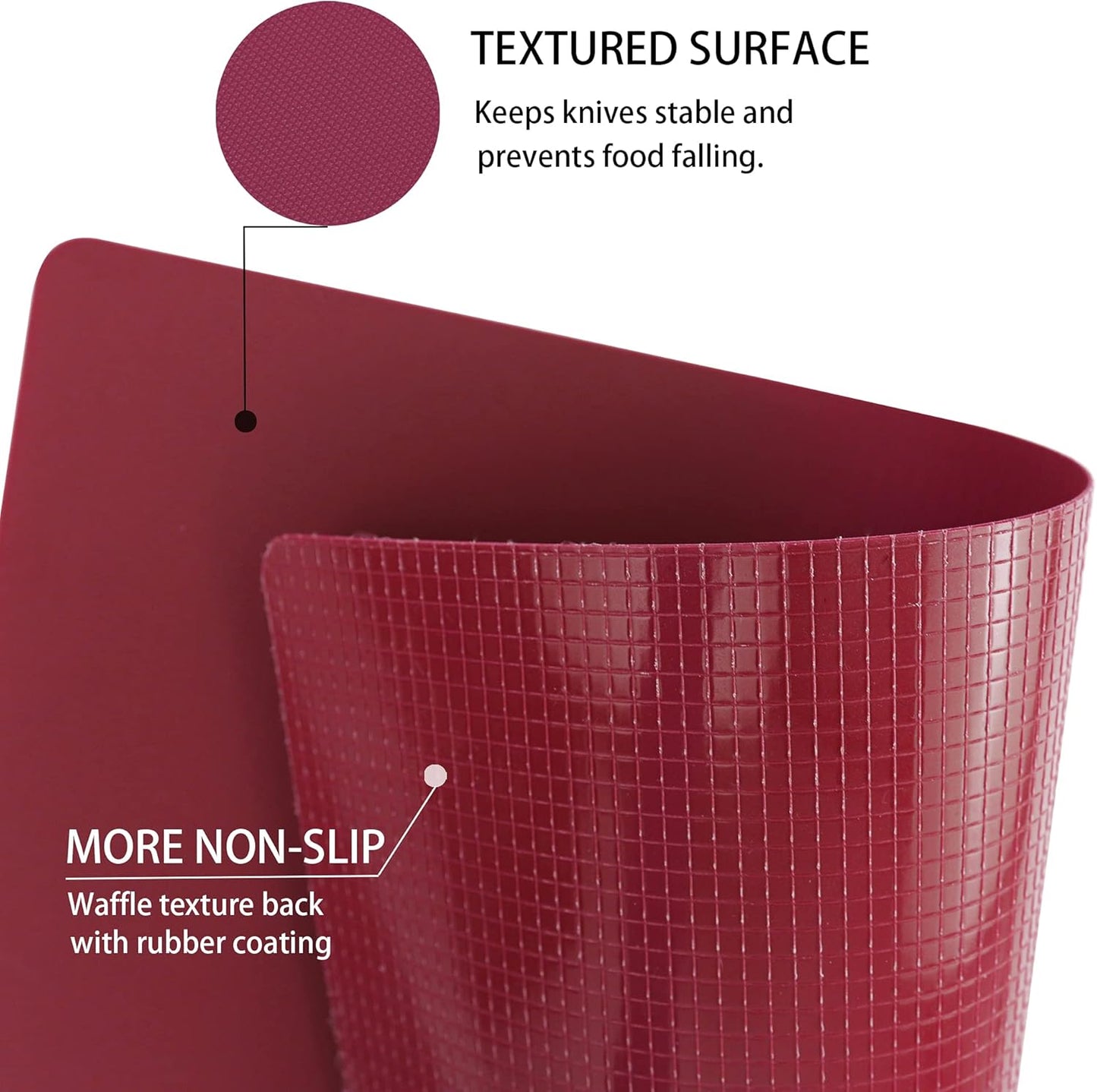 ZVP Flexible Plastic Cutting Board Mats Set of 5, Colorful Chopping Boards with Food Icon for Kitchen, BPA Free, Non-Slip Back, Non Porous, Dishwasher Safe Rainbow