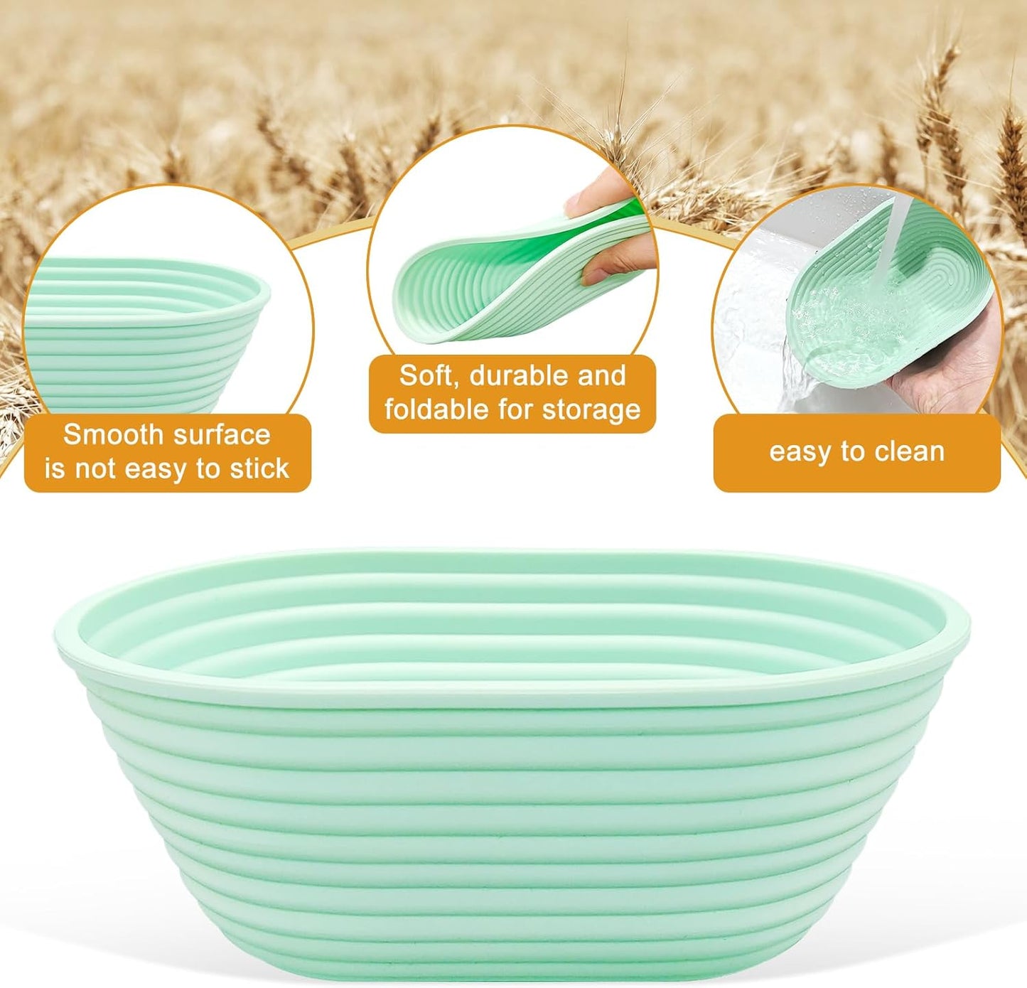 Silicone Banneton, Sourdough Bread Baskets (Set of 5, 6.5 Inch), Mini Oval Proofing Bowls, Bread Making Baking Supplies, Banneton proofing basket for Sourdough Baking