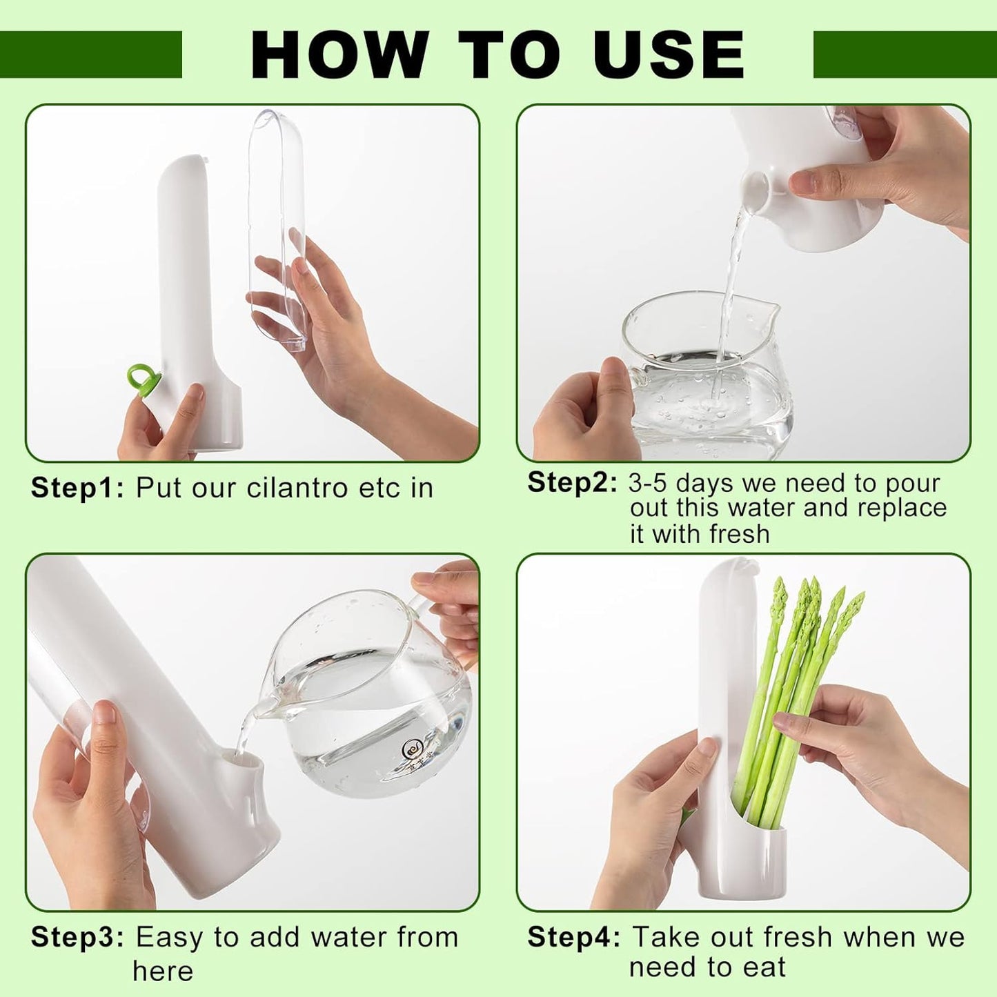 Lallisa Herb Saver Pod Herb Keeper Vegetable Fresh Cilantro Containers for Refrigerator Keeping Bottle Herb Preserver for Mint Fridge Storage, Keeps Greens Fresh for 2-3 Weeks (2)