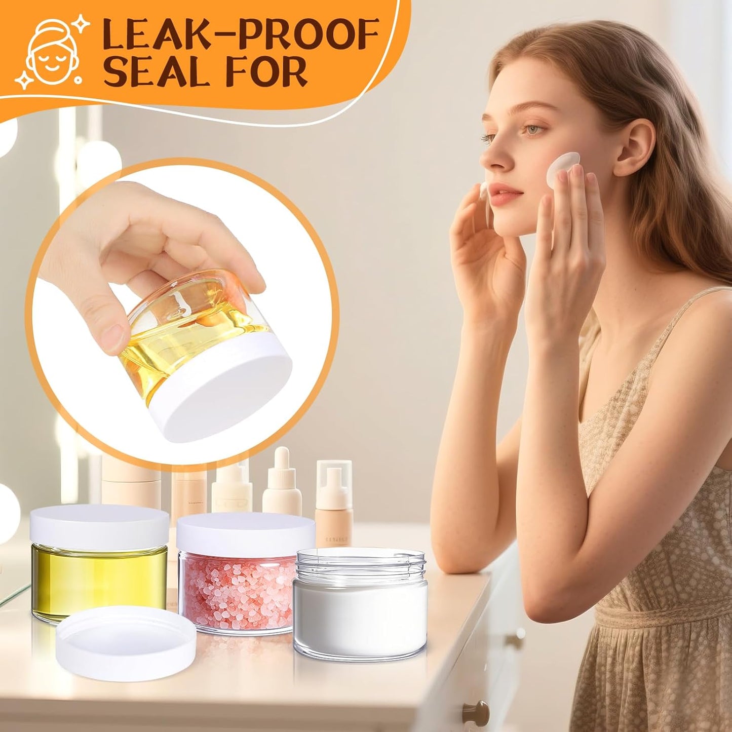 72pcs 4 oz Plastic Containers with Lids Labels Leak Proof BPA Free Airtight Refillable Clear Small Containers Storage Jars for Storing Dry Food Slime Honey Jam,white