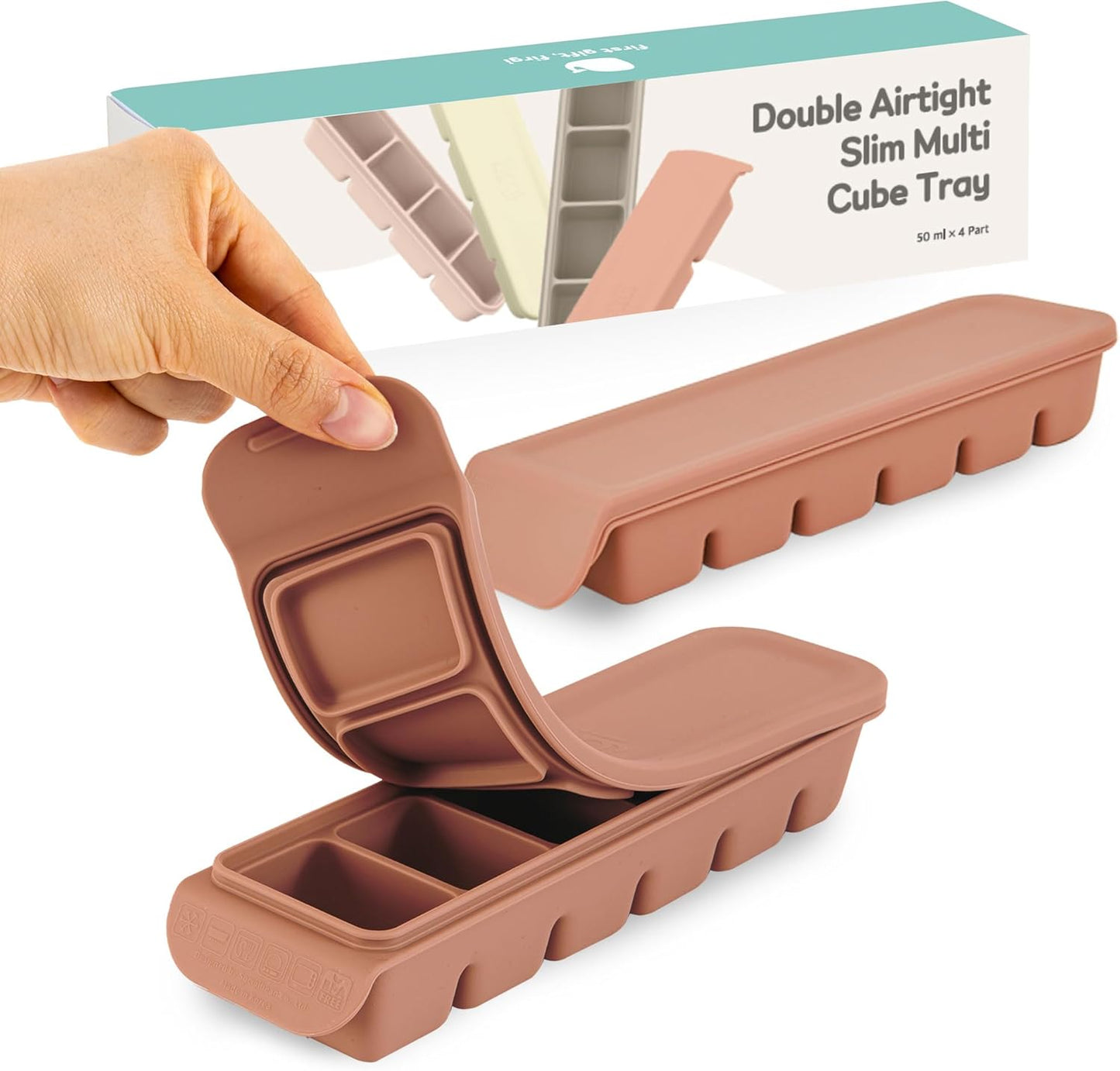 Silicone Freezer Trays with Lid, 1oz 6 Section - Leak Proof Silicone Freezer molds for Homemade Baby Food Breastmilk, Purees, Vegetables, Baby Food Jars Ice Tray with Lid BPA Free Indie Pink