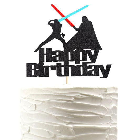 Arthsdite 1Pc Darth Vader Happy Birthday Cake Topper Alien War Cake Pick - Children's Birthday Baby Shower Party Supplies Decorations For Boys