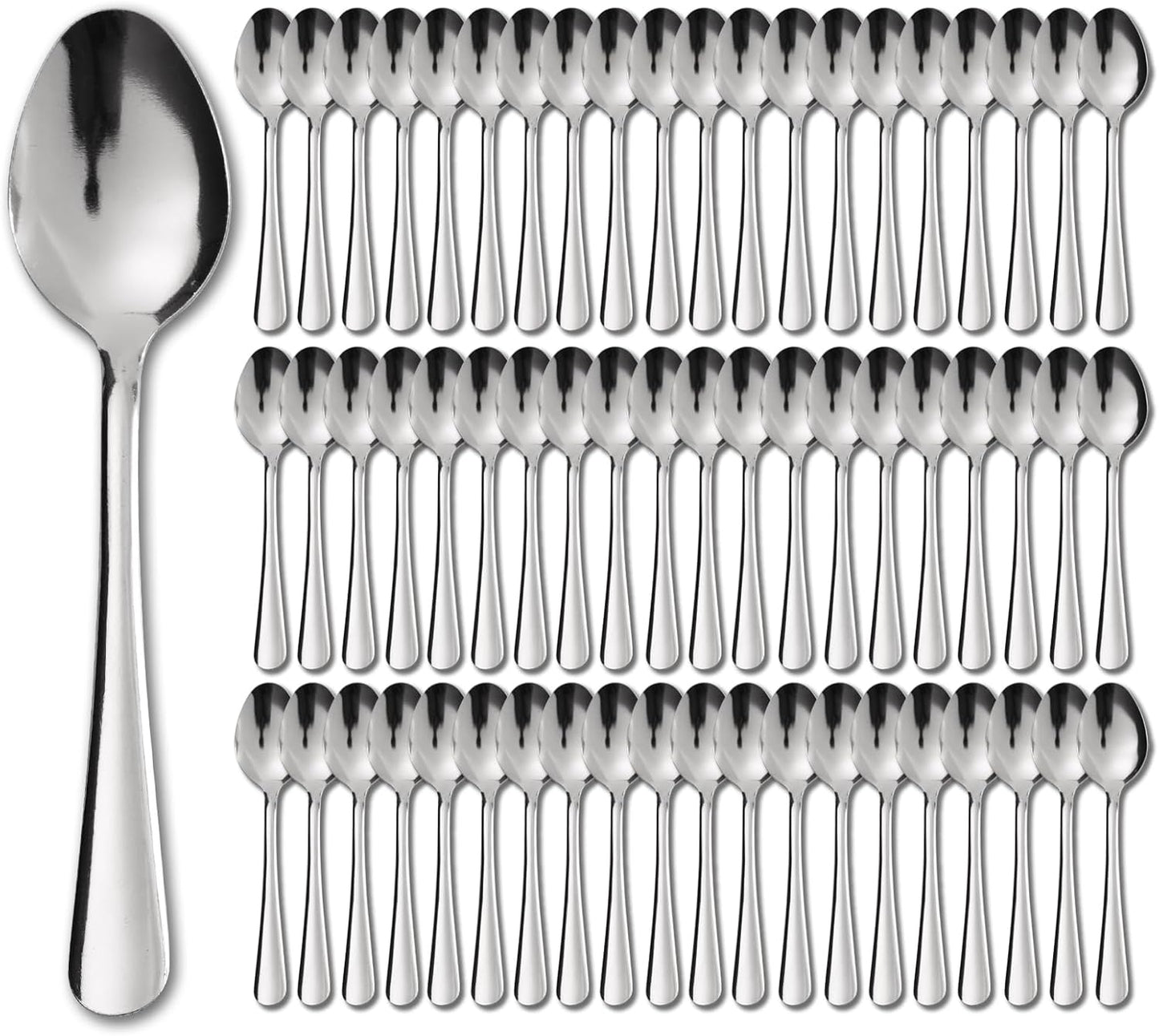 60 PCS Dinner Spoons Set - Windsor Stainless Steel Dinner Spoon 7.1 Inch with Dishwasher Safe Dessert Spoons, Metal Dessert Spoon, Silverware for Home, Kitchen or Restaurant