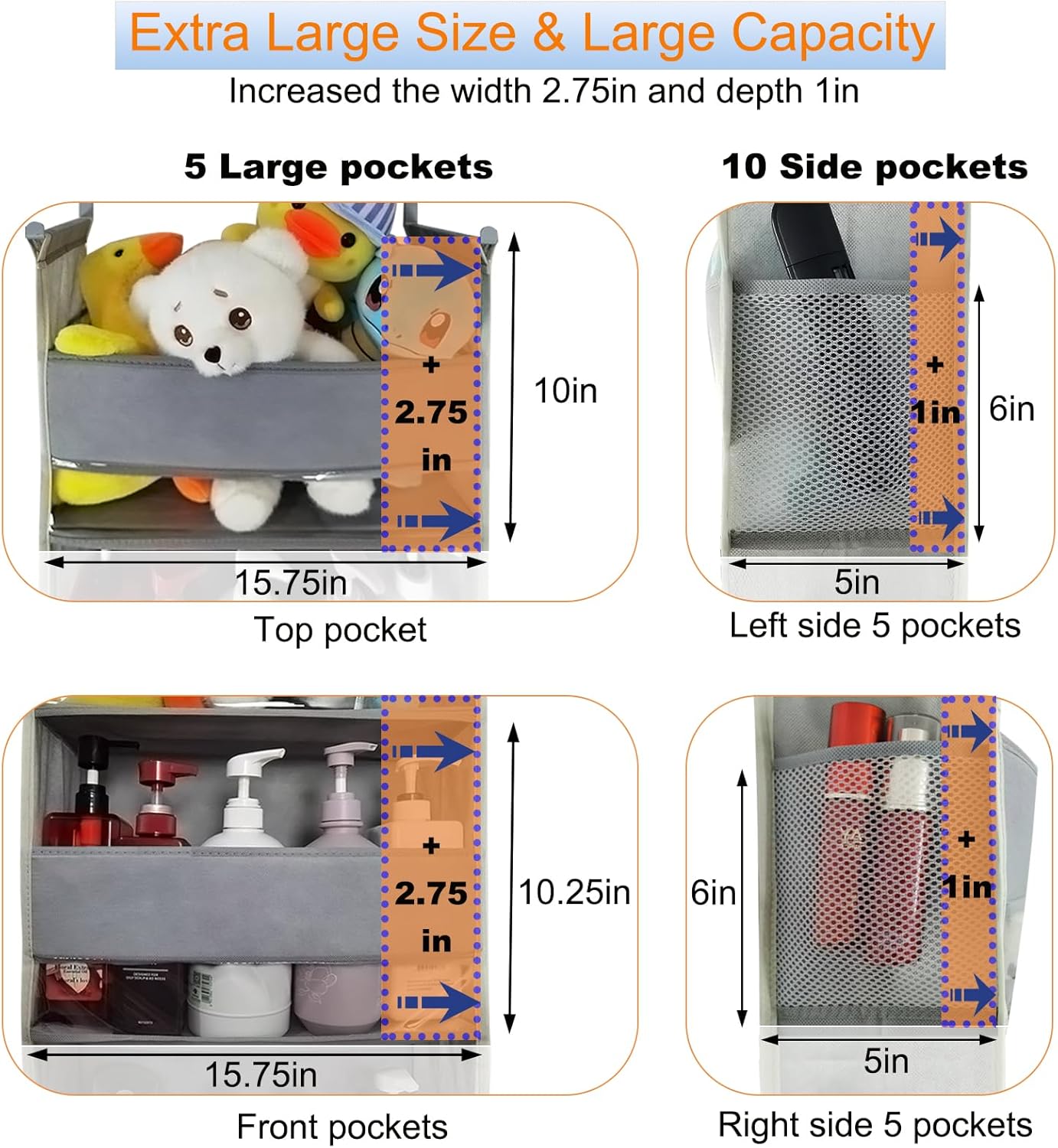 Extra Large Over The Door Organizer Storage 6-Shelves and 12 Side Pockets, Heavy Duty Hanging Door Organizer for Closet Bathroom Bedroom Nursery Pantry, Grey