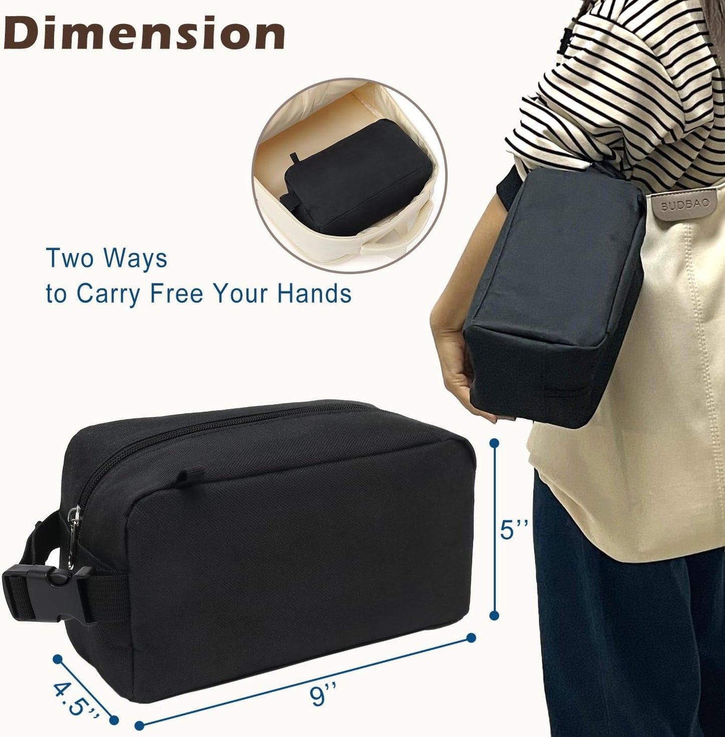 FlowFly Small Insulated Lunch box Portable Soft Bag Mini Cooler Thermal Meal Tote Kit with Buckle for Work, BlackWithBuckle