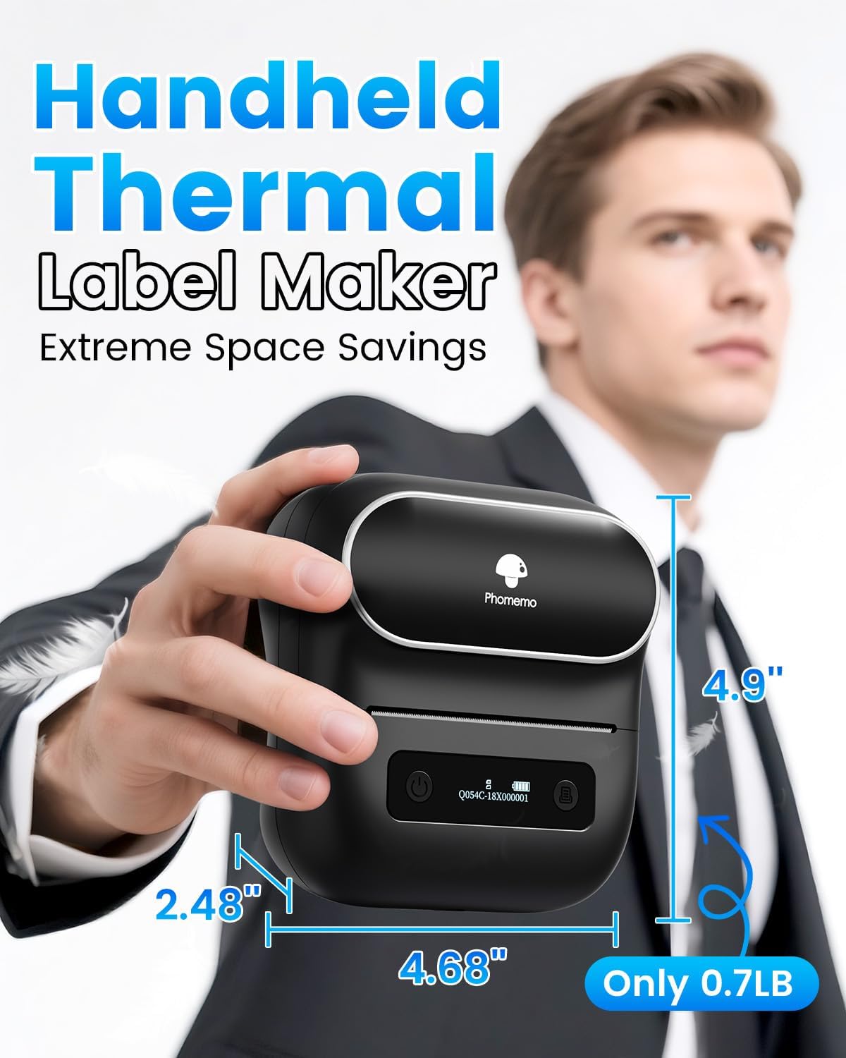 Phomemo Label Maker, M220 Thermal Label Printer, 80mm Portable Bluetooth Barcode Printer Compatible with Andriod/iOS for Home, Office, Small Business, with 3 Packs Label & Case