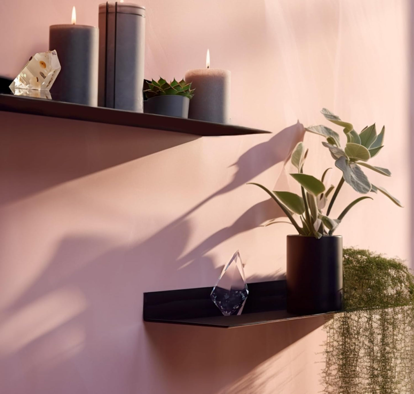 DIY CARTEL Linear Floating Shelf, Raw Blackened Steel, Made in USA, Heavy Duty Metal Wall Mount, Rustic & Modern Farmhouse Design (48"x8" Powder Coated Matte Black)