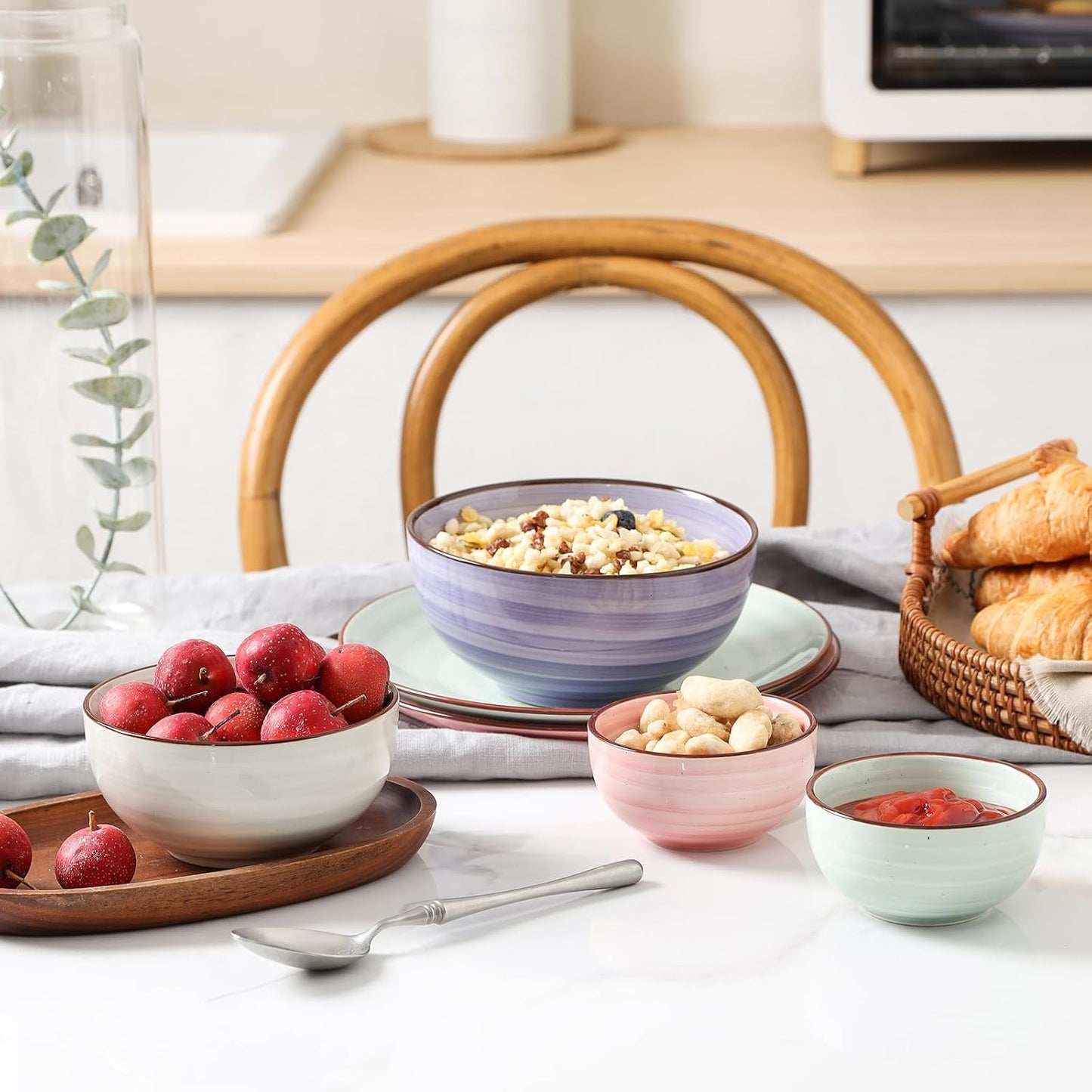 Selamica Ceramic Mini Bowls, 4 OZ Dipping Bowls, 3.5 Inch Gradient Color Set of 6, Microwave & Dishwasher Safe