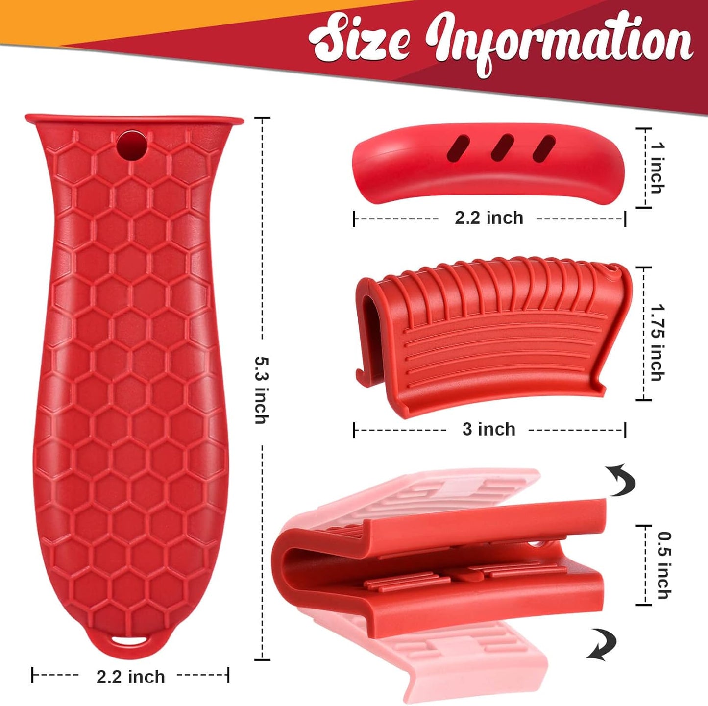 5 Pcs Cast Iron Handle Cover, Silicone Hot Handle Holder, Heat Resistant Cast Iron Skillet Covers Potholder for Frying Pans and Griddles Kitchen Supplies