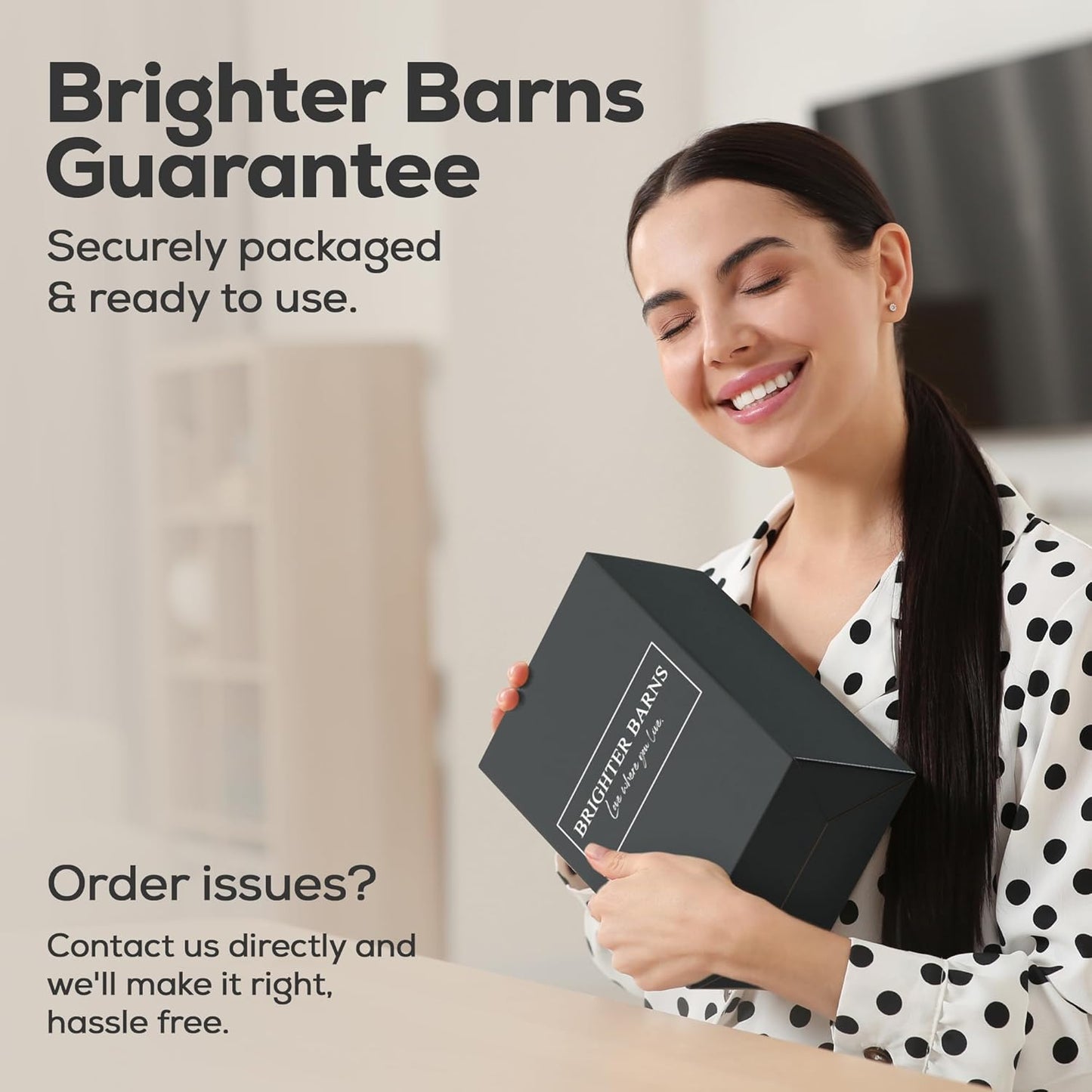 Farmhouse Salt and Pepper Shakers Set with Holder by Brighter Barns - Modern Kitchen Decor and Accessories, Dining Table Decor - Cute Glass Salt Shaker with Caddy for Restaurants, Gifts (Black/White)