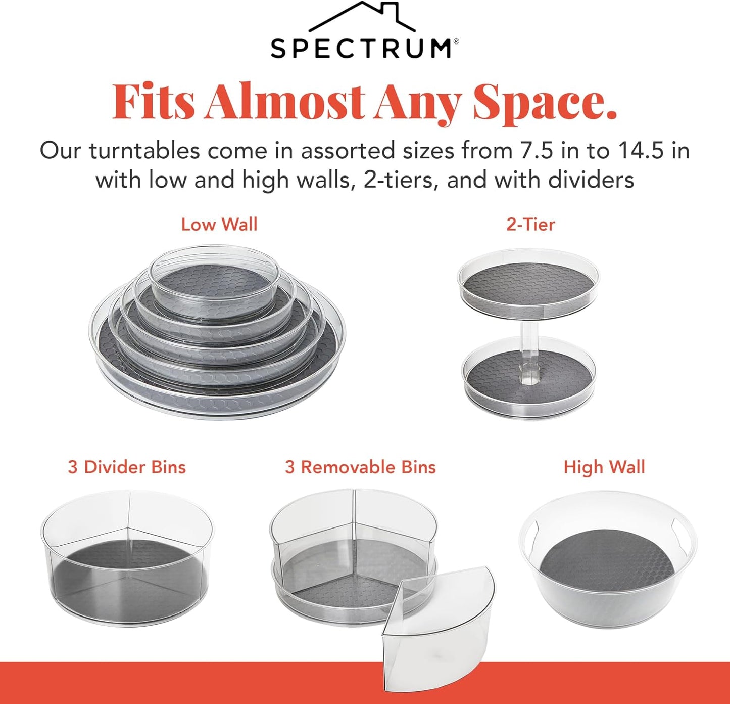 Spectrum Lazy Susan Organizer, Hexa Large 11" - Lazy Susan Turntable for Cabinet, Refrigerator, Pantry, Table, & Shelf - Rotating & Spinning Pantry Organization - Spice Rack Storage for Fridge