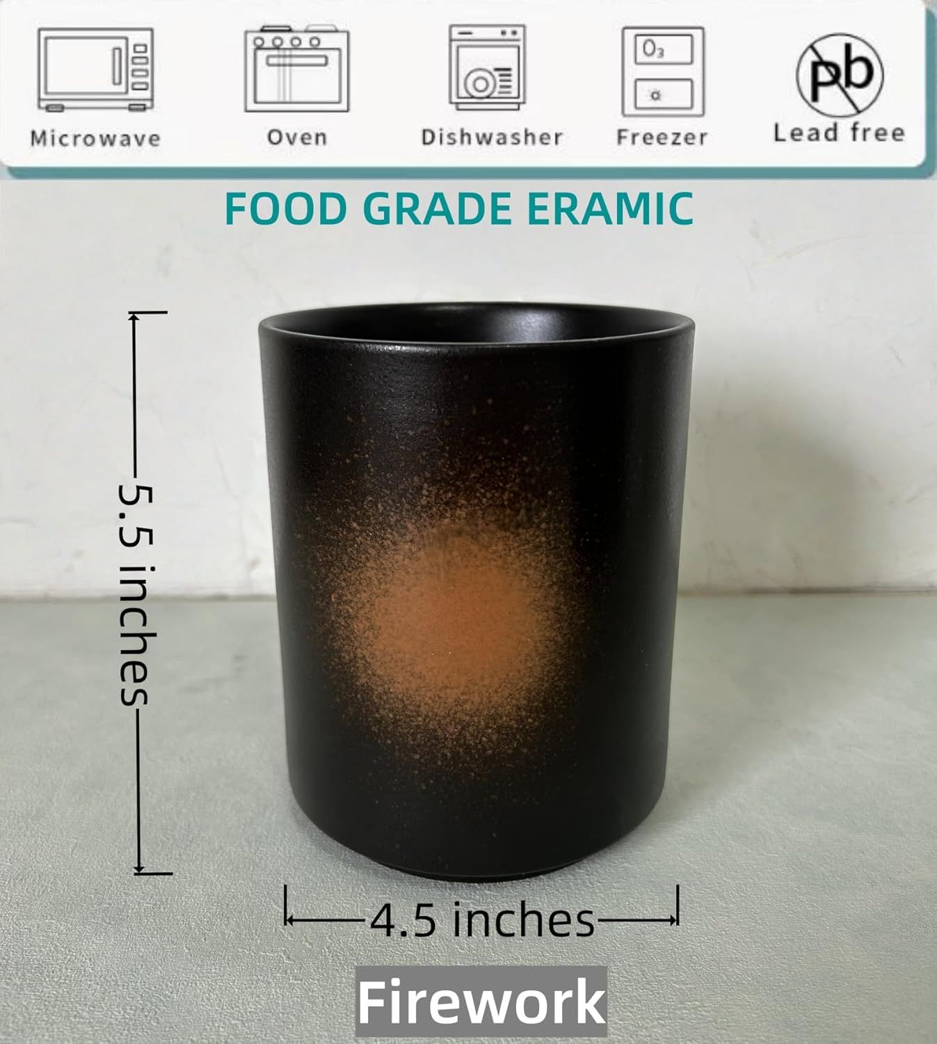 Medium Stoneware Kitchen Utensil Holder for Kitchen Counter Short Cooking Utensil Holder for Countertop Spatula Holder Small Utensil Crock Cutlery Holder Silverware Caddy Flower Vase (Firework)