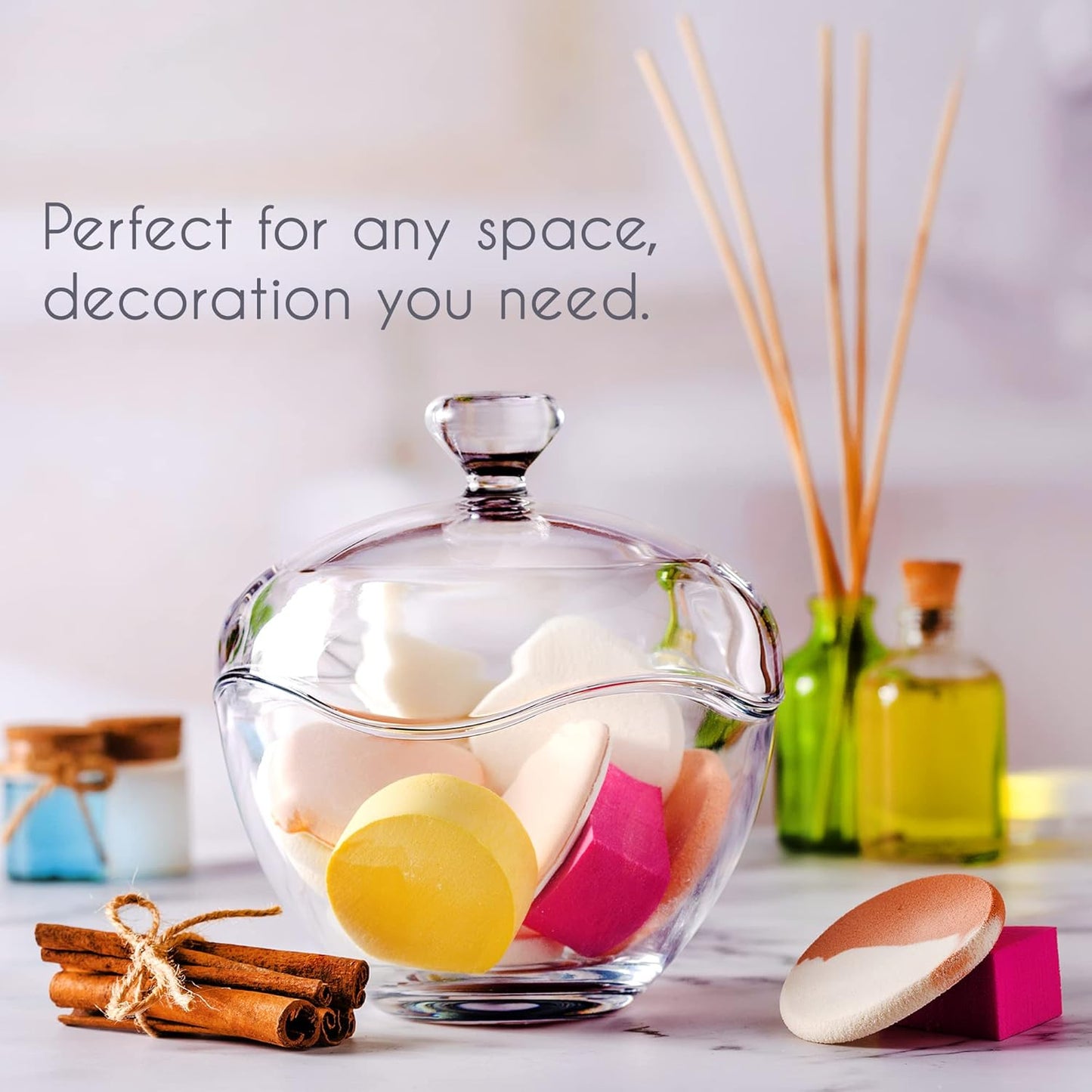 Volarium Candy Jars for Candy Buffet, Candy Dish with Lid, Glass Bowl and Food Storage Container, Decorative Cookie Jars, Apothecary Jars