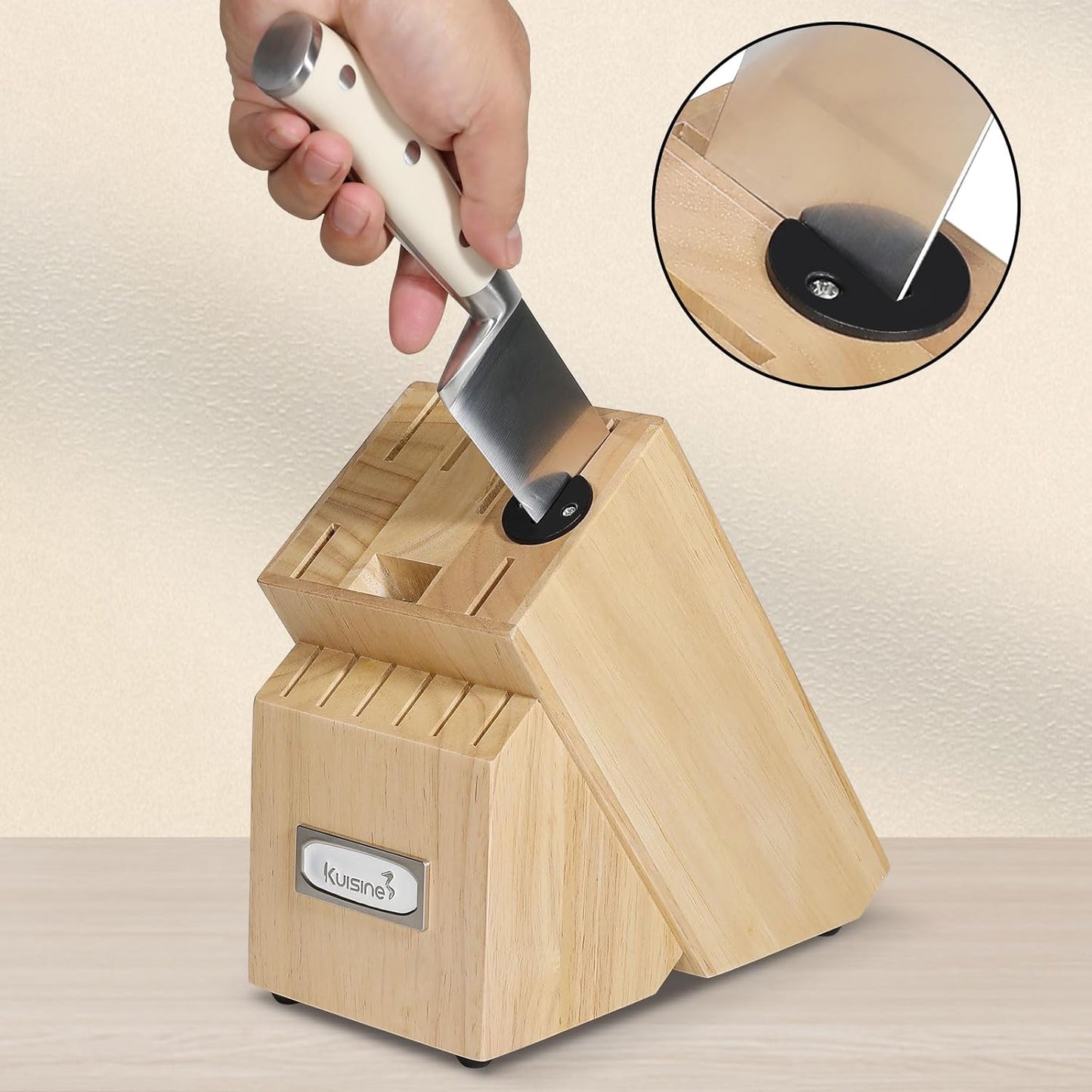 Kuisine Chef Knife Set,High Carbon Stainless Steel Sharp Knife Set Ergonomic Handle,Kitchen Knife Block Set with Built-in Sharpener(Ivory Pro,15PCS)