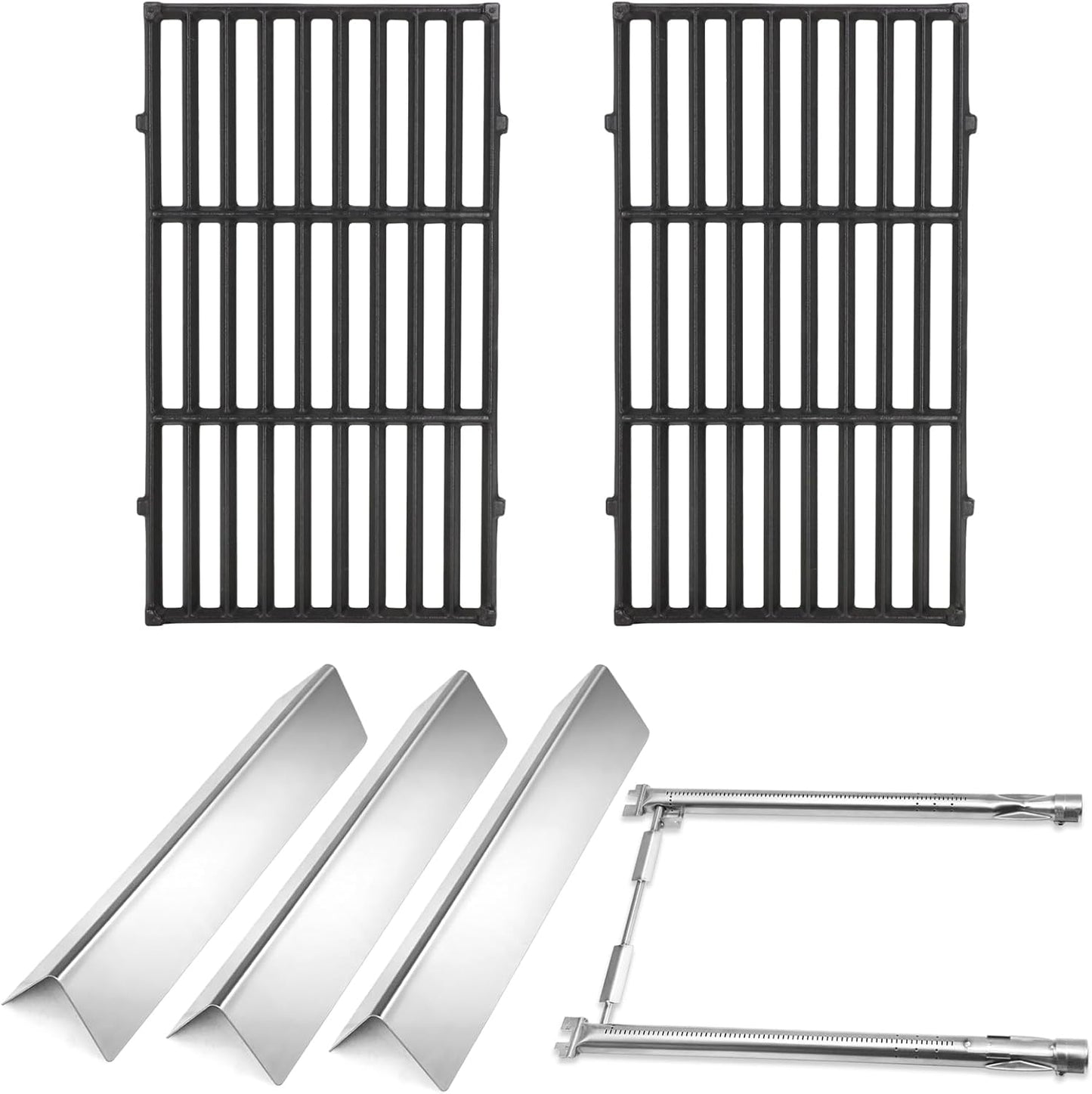 Criditpid Grill Replacement Parts for Weber Spirit I/II 200 with Front Control, Stainless Steel 7635 Flavorizer Bars, 69785 Burners & 7637 Grid Grates for Weber Spirit E210, E220, S210, S220 Grills.