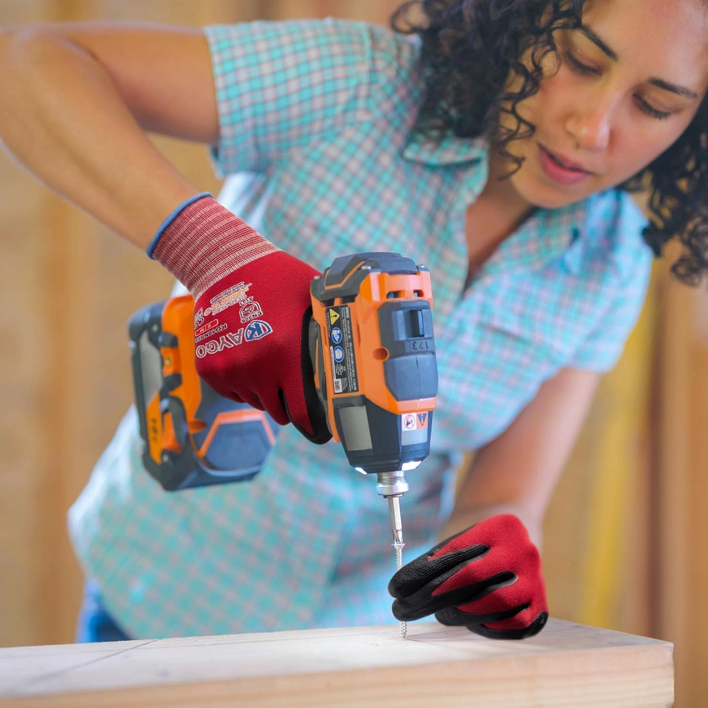 KAYGO Safety Work Gloves MicroFoam Nitrile Coated-3 Pairs, KG18NB,Seamless Knit Nylon Glove with Black Micro-Foam Nitrile Grip,Ideal for General Purpose,Automotive,Home Improvement,Red X-large