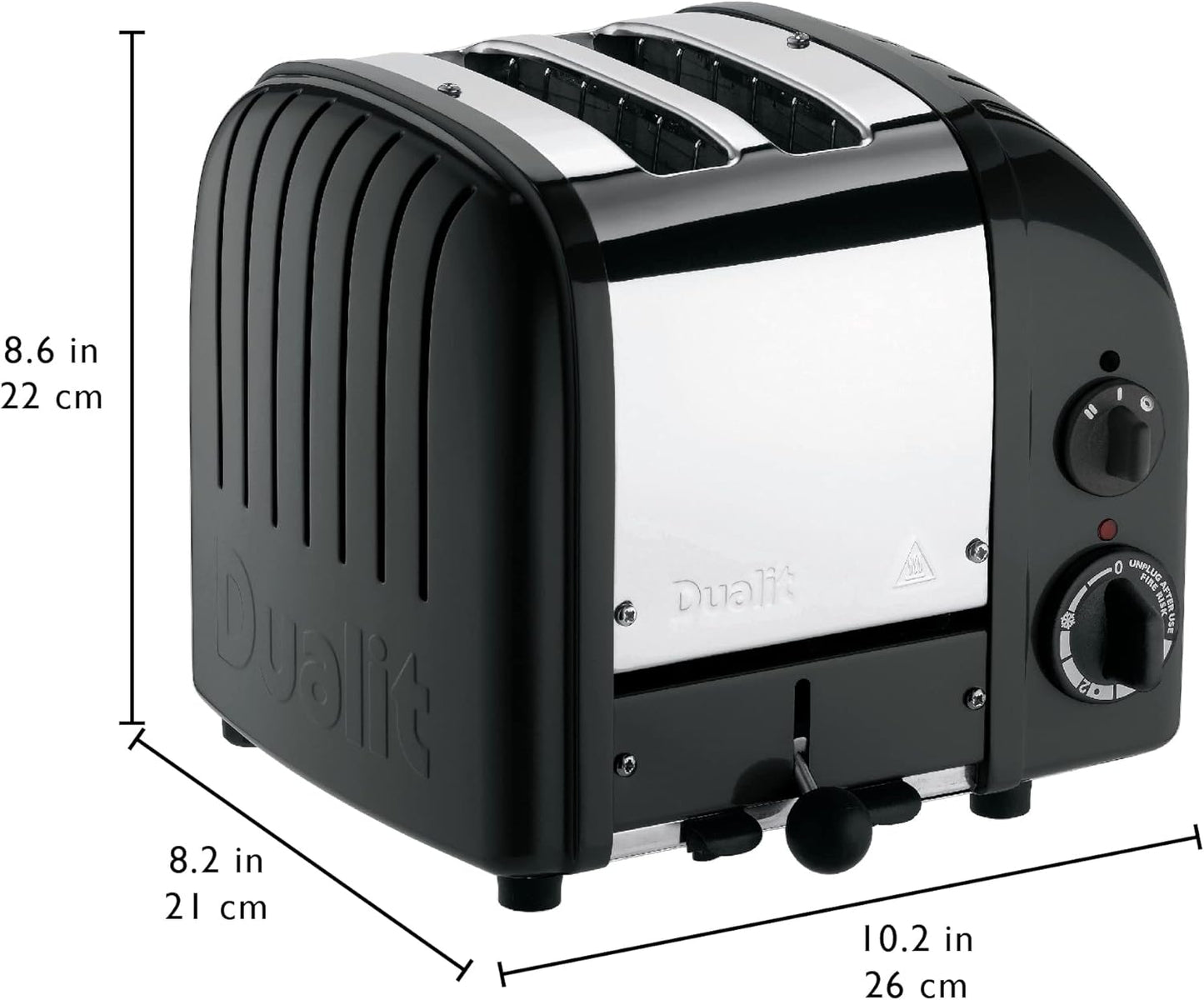 Dualit Classic 2 Slice NewGen Toaster - Stainless Steel - Hand Built in the UK - Replaceable ProHeat elements - Defrost Bread - Mechanical Timer - Matt Black Classic Toaster