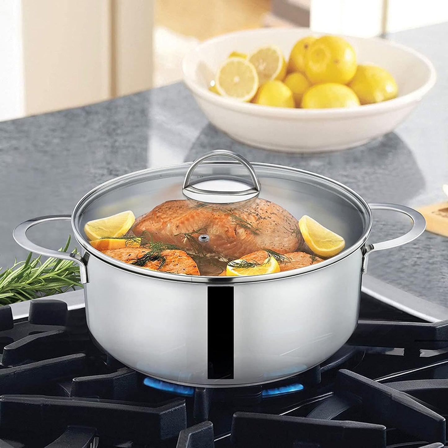 Tri-Ply Stainless Steel Sauce Pan with Steamer Basket & Straining Glass Lid — Heavy-Duty,Thick Base,Rust-Resistant,Warp-Free —100% Food-Grade —Built to Last– Works with All Stovetops, Pasta Pot 2.5 QT