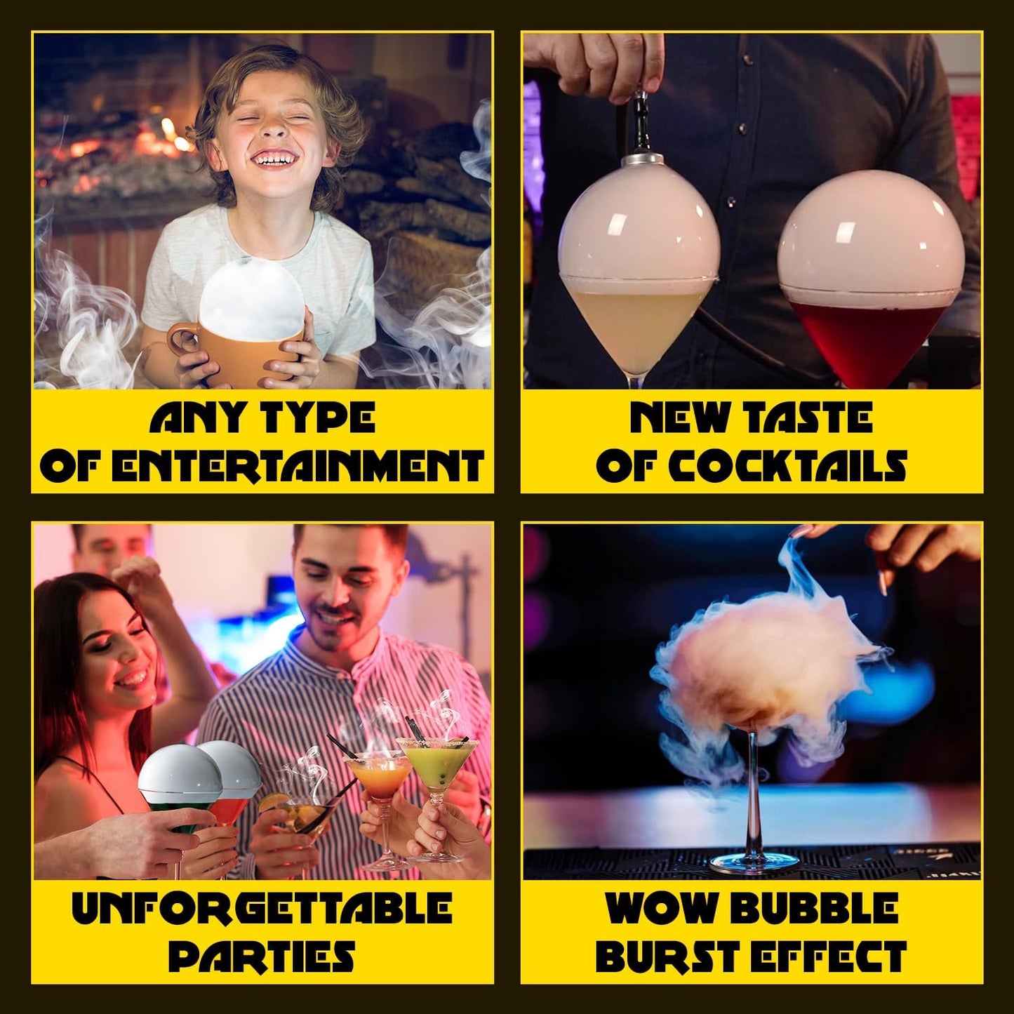 Smoking Gun Edible NON-toxic Bubble Mixture for Cocktail - (2 x 8oz), Wood Smoke Infuser and Smoker Machine Accessory - Cold Smoke for Drinks - Pack of 2 - made in USA