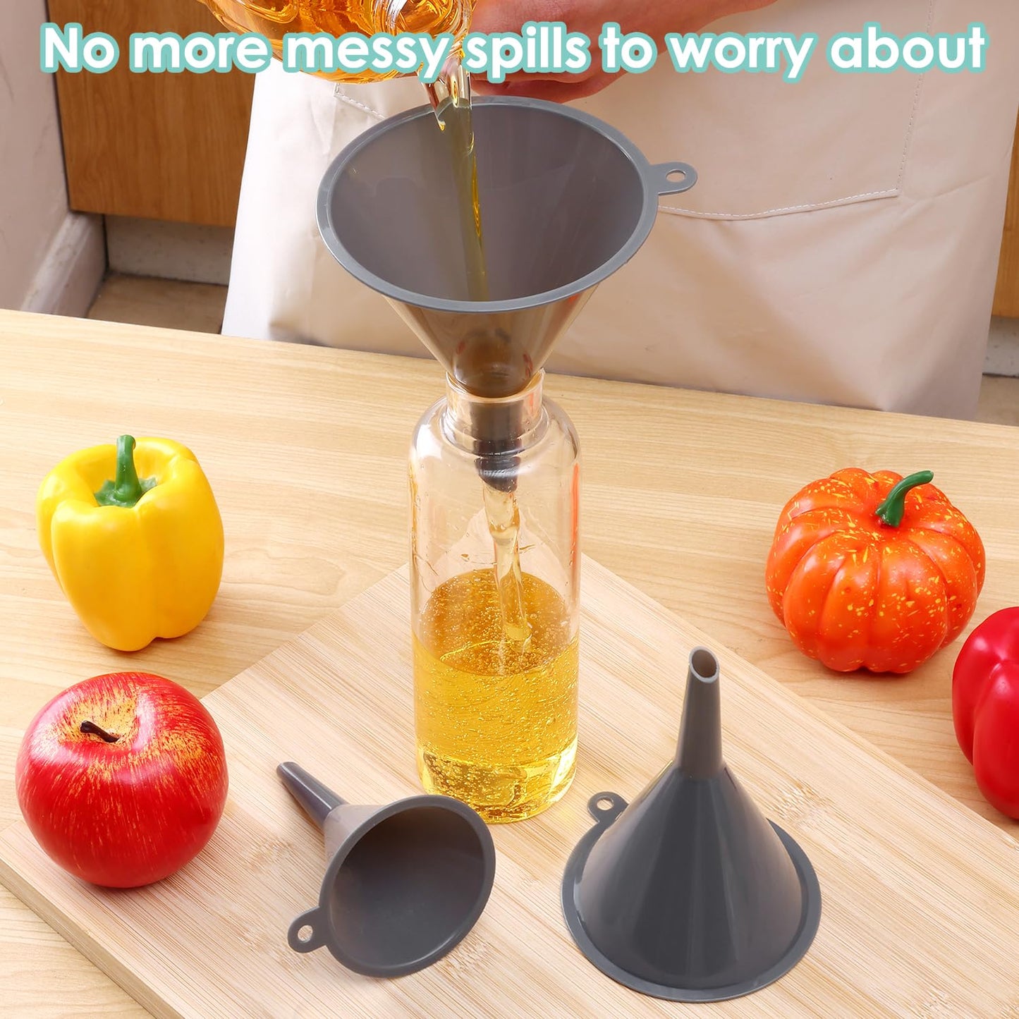 Plastic Kitchen Funnel Set of 3, Durable Round Food Grade Cooking Funnels for Kitchen Use Filling Bottles, Multifunctional Small Medium and Large Sizes for Canning, Lab or Car Oil Use