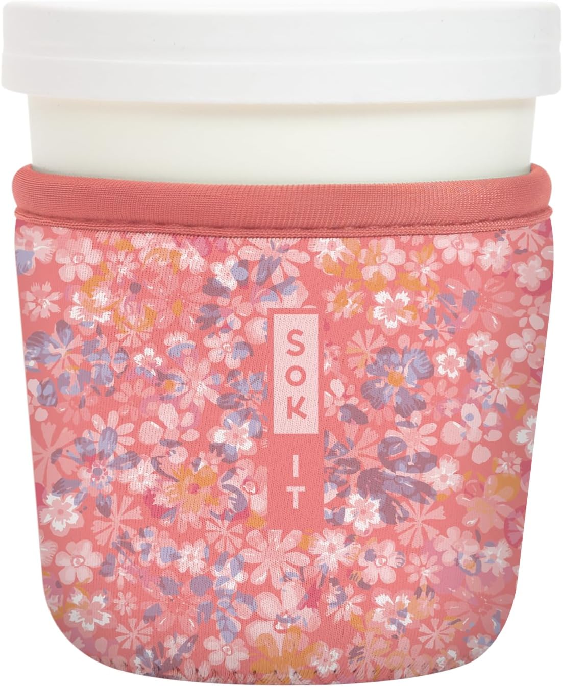 Sok It IceCreamSok Insulated Neoprene Cover (Blushing Blooms, Tapered Ice Cream Pints)