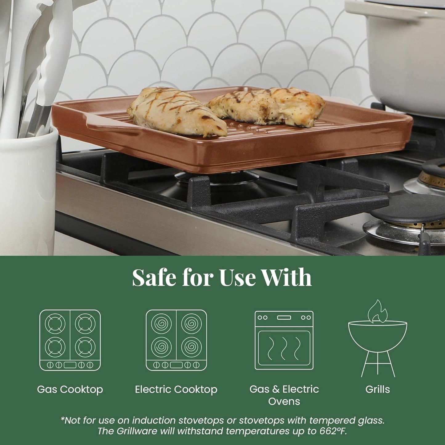 Larder & Vine Indoor/Outdoor Ceramic Stoneware Grill Pan Handmade in Italy