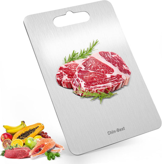 Titanium Cutting Boards For Kitchen, Double-Sided Food-Grade Kitchen Stainless Cutting Board, Non-Toxic & Non-Slip, Dishwasher Safe, Ideal For Indoor, Outdoor, Camping & Bbq Parties, S 11.5" * 8"
