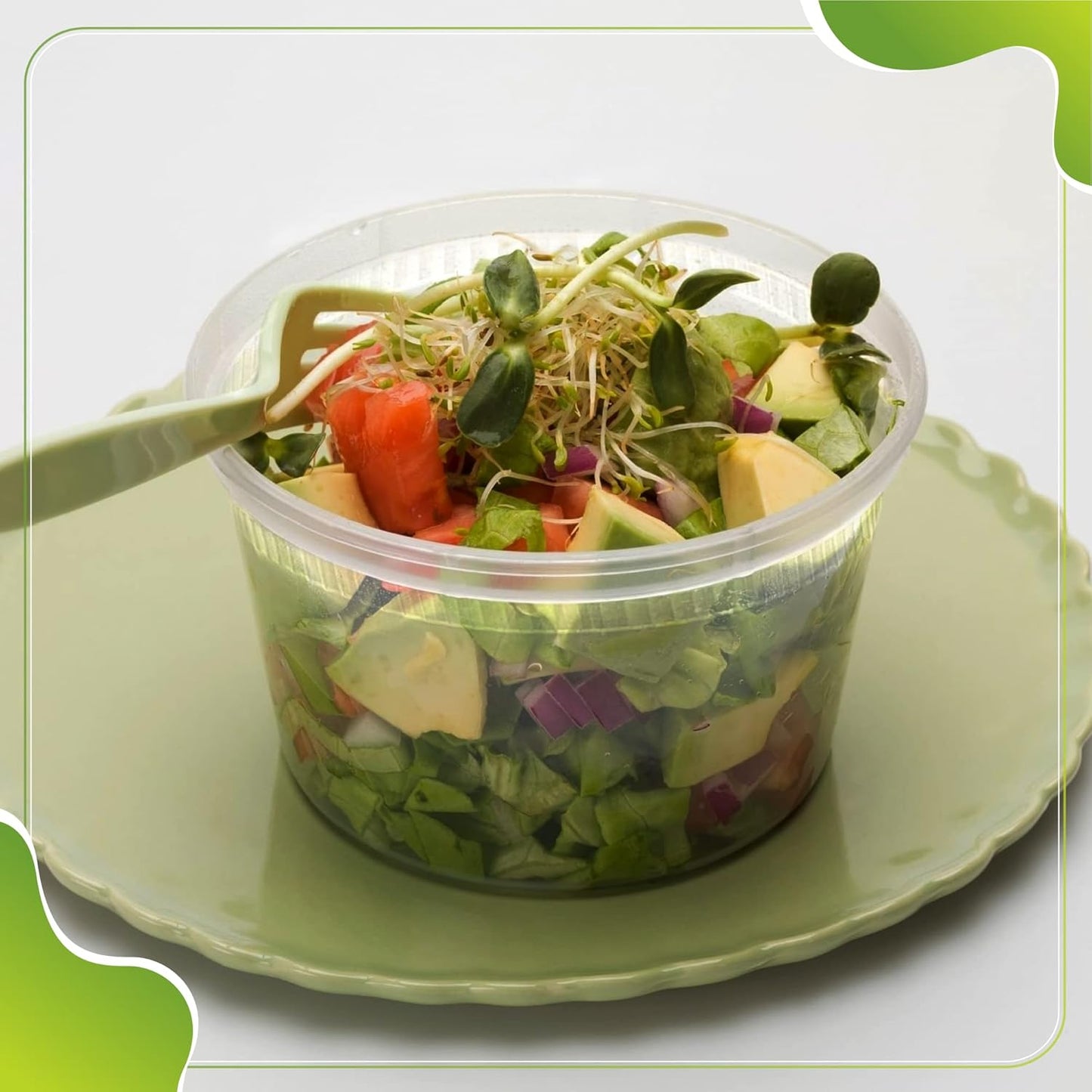 Deli Containers with Lids Leakproof - 50 Pack BPA-Free Plastic Microwaveable Clear Food Storage Container Premium Heavy-Duty Quality, Freezer & Dishwasher Safe (50 Set Combo).