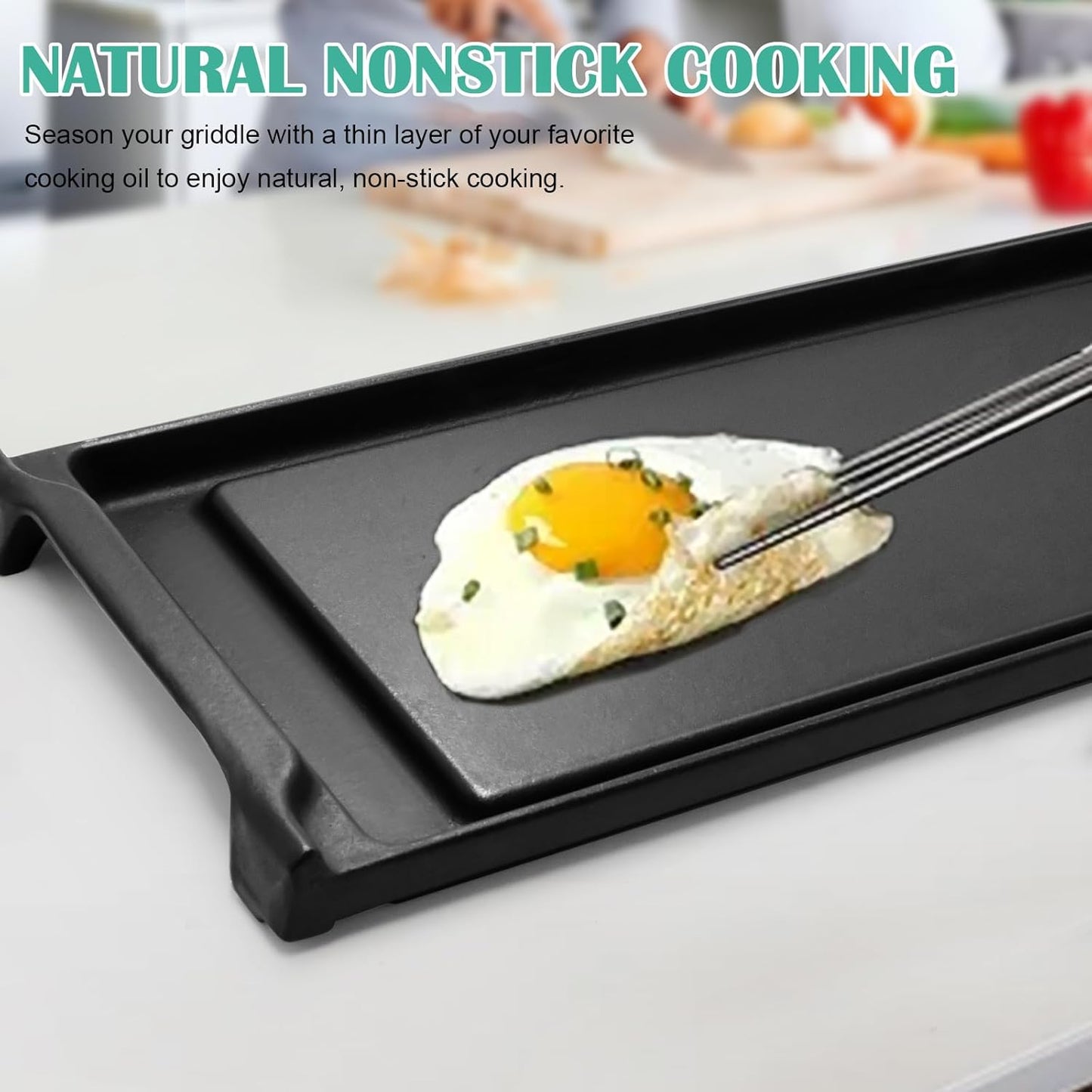 Hiorucet WB31K10220 Cast Iron Griddle Replacement for GE Gas Stove Top and Gas Range, General Electric C2S980SEM1SS, C2S980SEM2SS, C2S985SET9SS Griddle Plate, 20 Inch Range Center Flat Cooktop for GE.