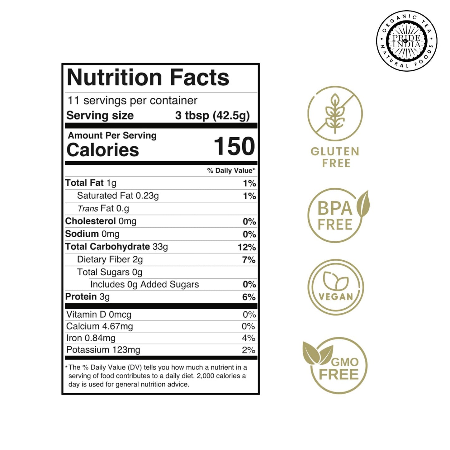 Pride of India- Brown Rice Flour 1 lbs (454 gm) Slightly Nutty Earthy Taste Milled in Small Batches | Ideal for Cakes Soups Noodles Dumplings Pastries Fritters | Vegan, Gluten-Free