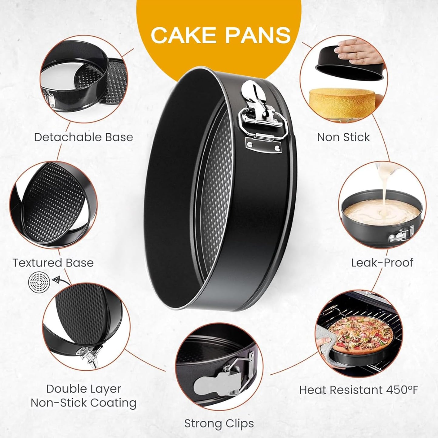 9 Inch Non-stick Cheesecake Pan Springform Pans with Removable Bottom/Leakproof Cake Pan