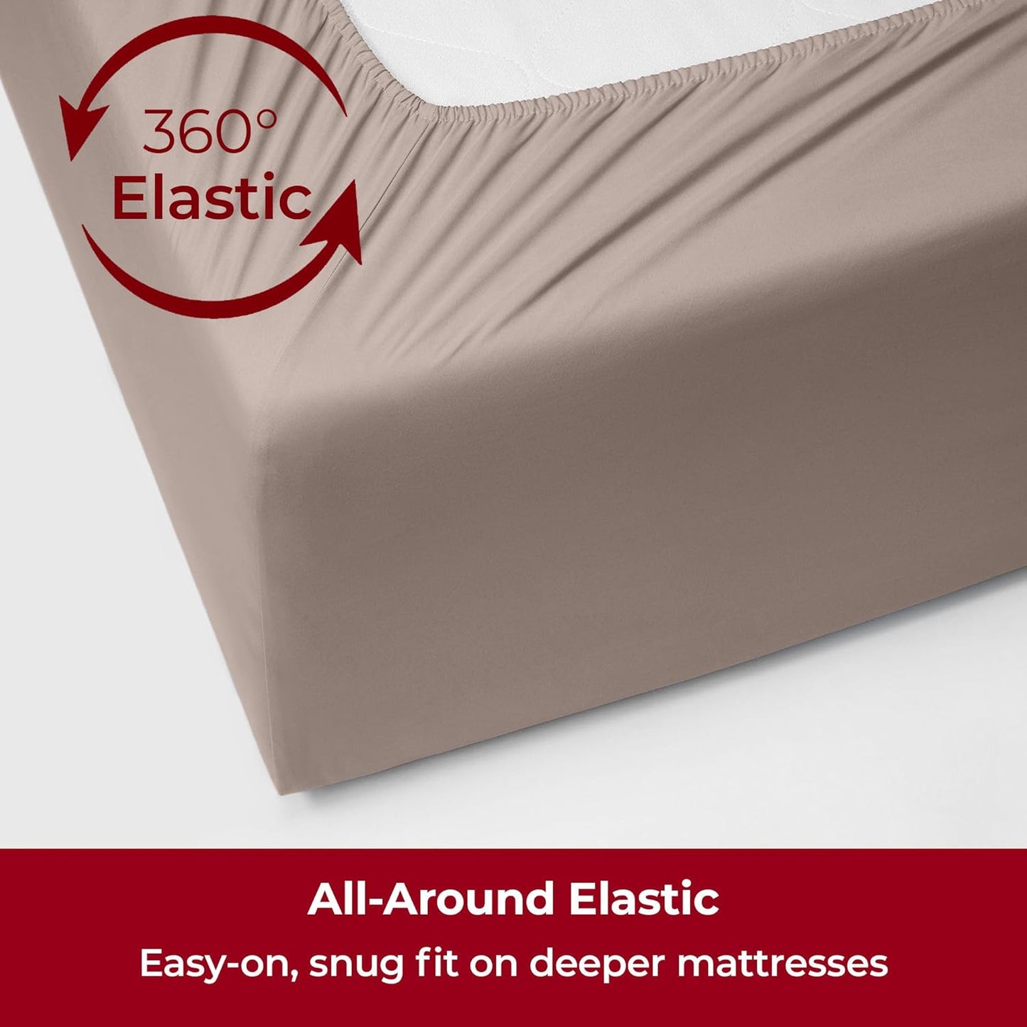 Mellanni Extra Deep Split King Sheets - 5 PC Iconic Collection Bedding - Hotel Luxury, Ultra Soft, Cooling Bed Sheets - Wrinkle, Fade, Stain Resistant (Split King, Tan)